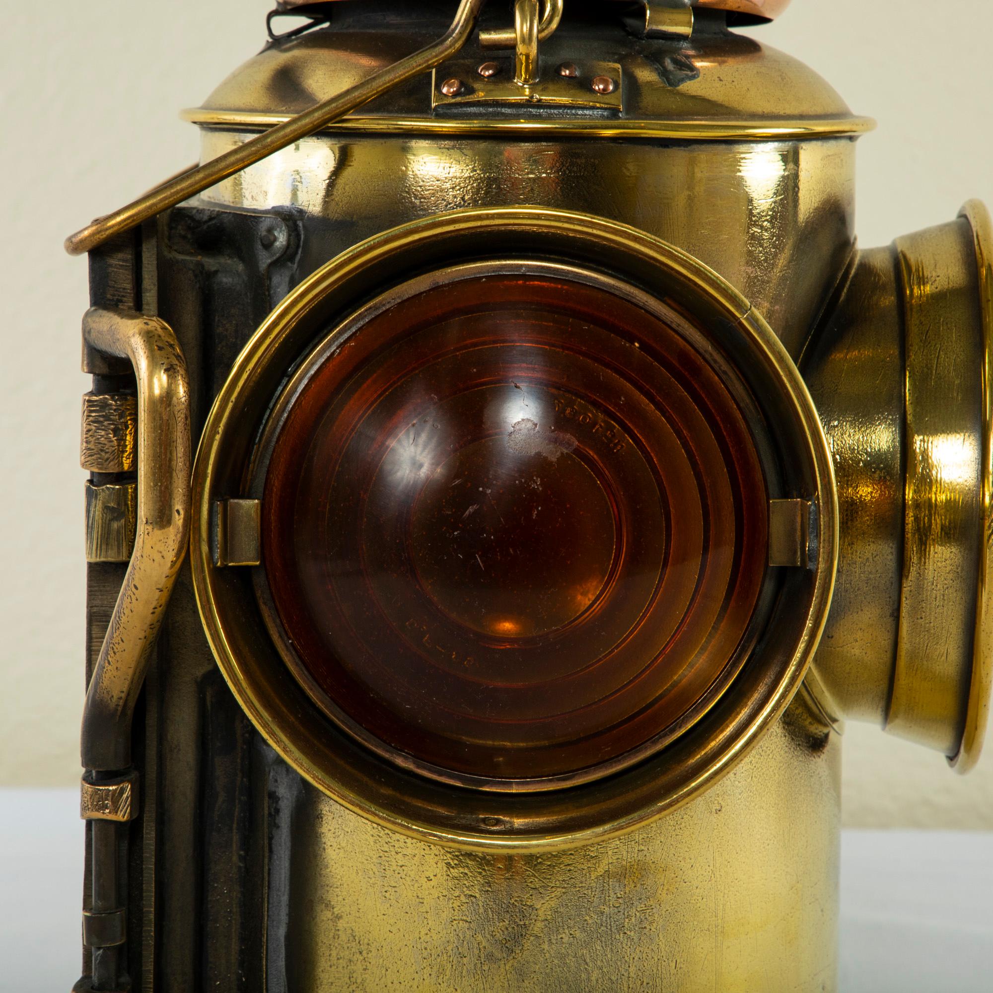 Early 20th Century French Brass and Copper Railroad Signal Lantern 4