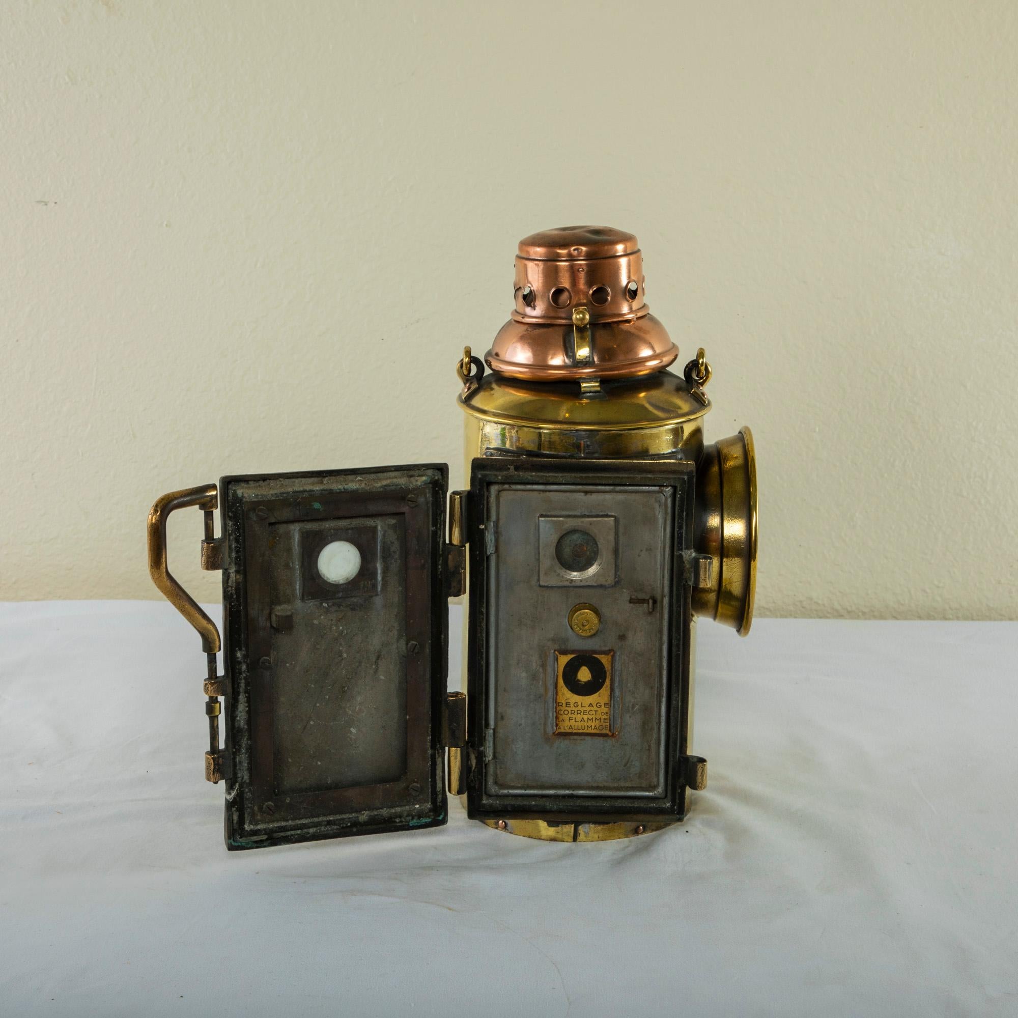 Early 20th Century French Brass and Copper Railroad Signal Lantern 6