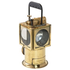 Antique Early 20th Century French Brass and Iron Railroad Lantern for Medical Service