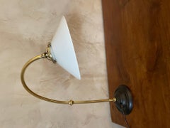 Early 20th Century, French Brass and Opaline Glass Table Lamp, 1900s