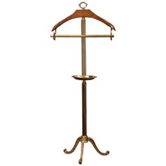 Early 20th Century French Brass and Walnut Free Standing Jacket and Pants Holder