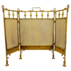 Early 20th Century French Brass Arts and Crafts Folding Fireplace Screen, 1910s