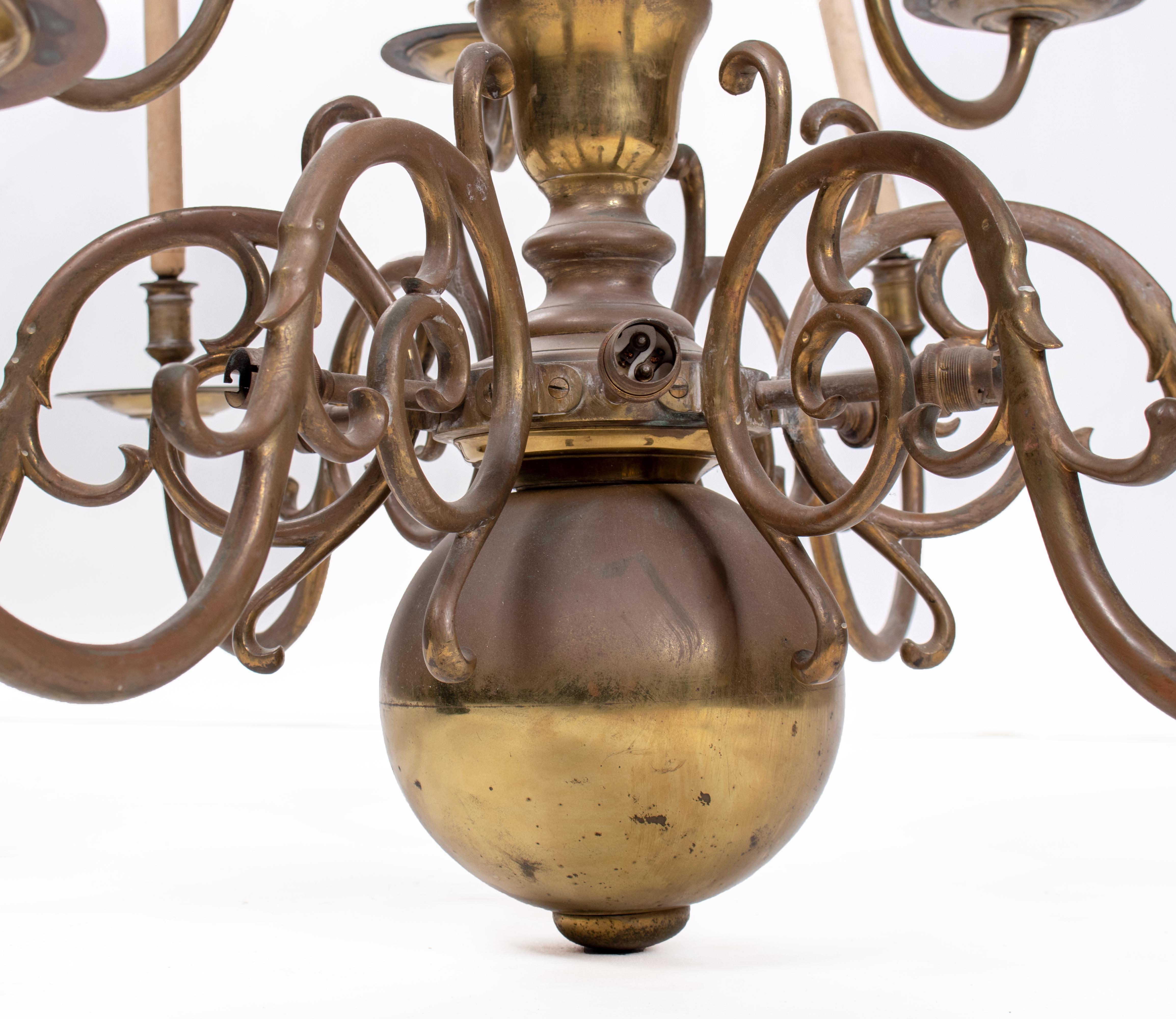 Early 20th century French brass chandelier.