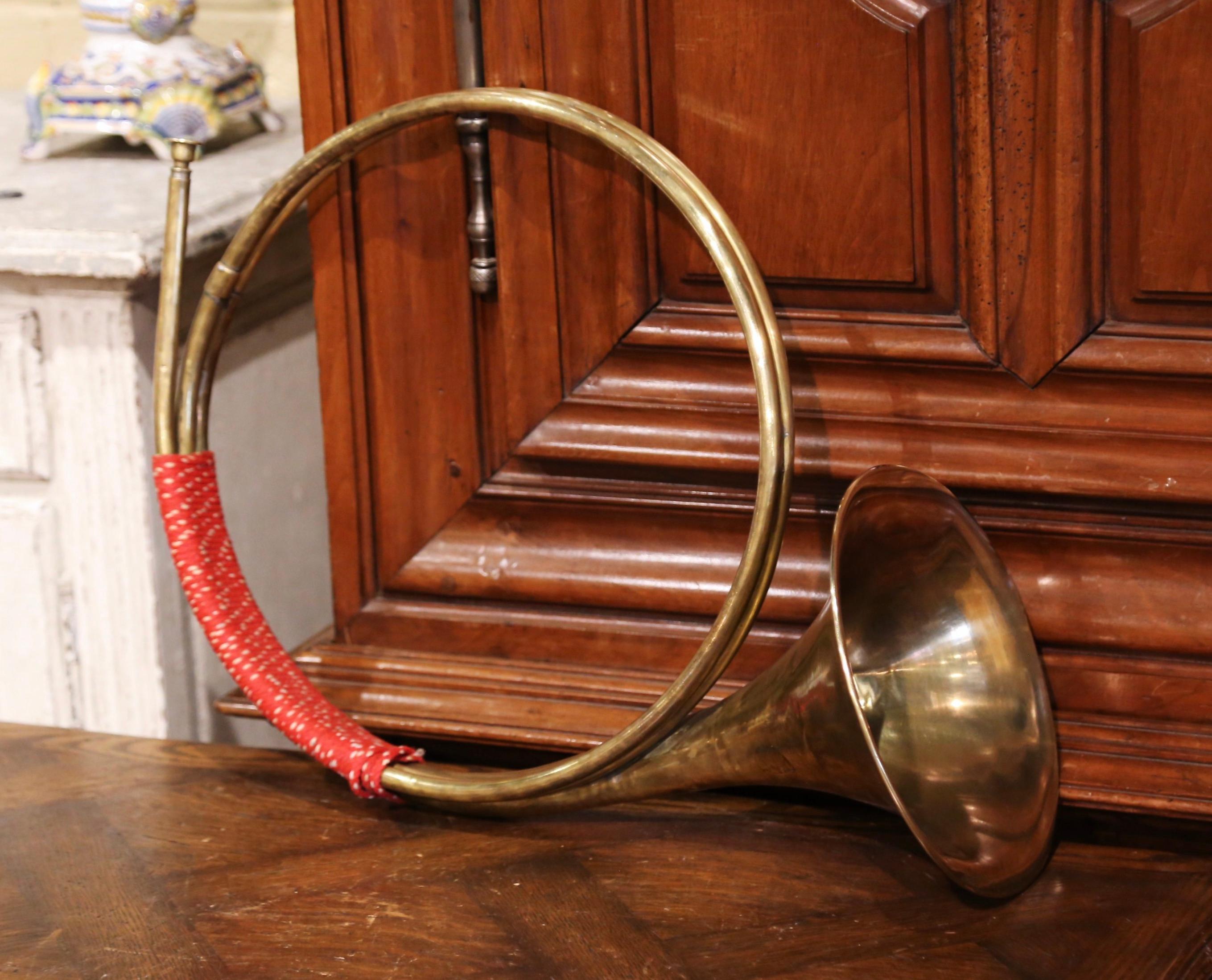 This horn was created in France circa 1920, made of brass, this kind of music instruments were part of the French accoutrements during the 