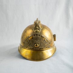 Early 20th Century French Brass Fireman's Helmet with Original Leather Liner