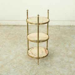 Early 20th Century French Brass Pastry Presentation Server with Marble Shelves