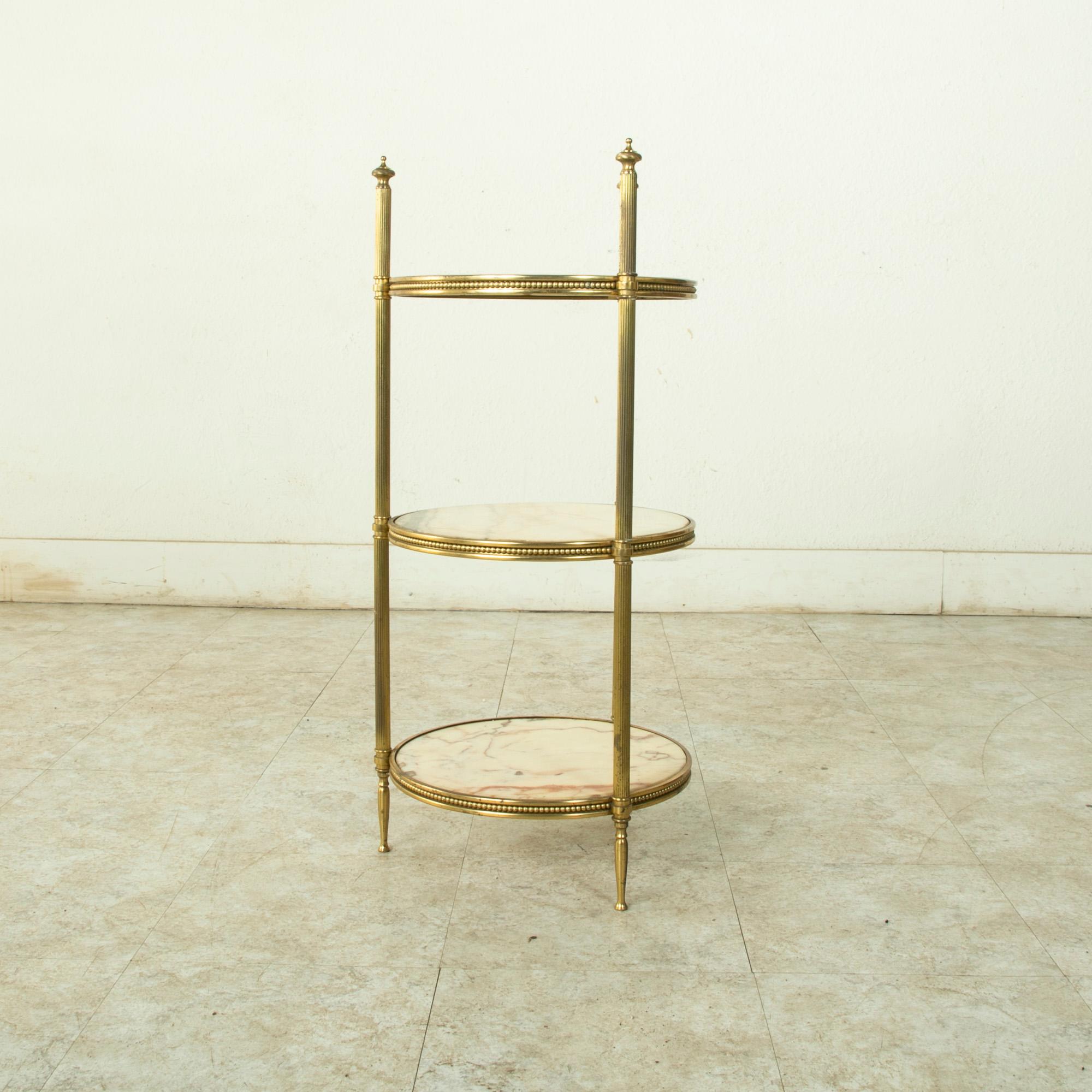 Early 20th Century French Brass Pastry Presentation Server with Marble Shelves In Good Condition In Fayetteville, AR