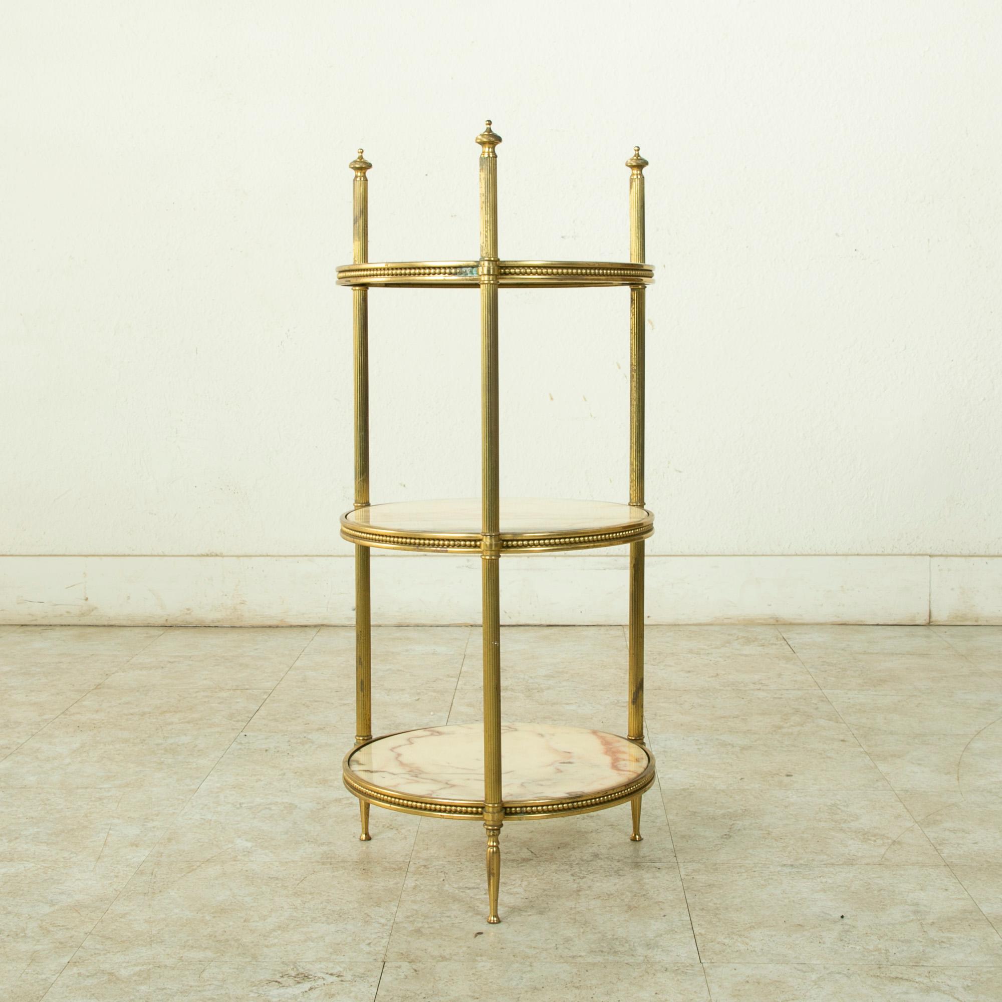 Early 20th Century French Brass Pastry Presentation Server with Marble Shelves 3