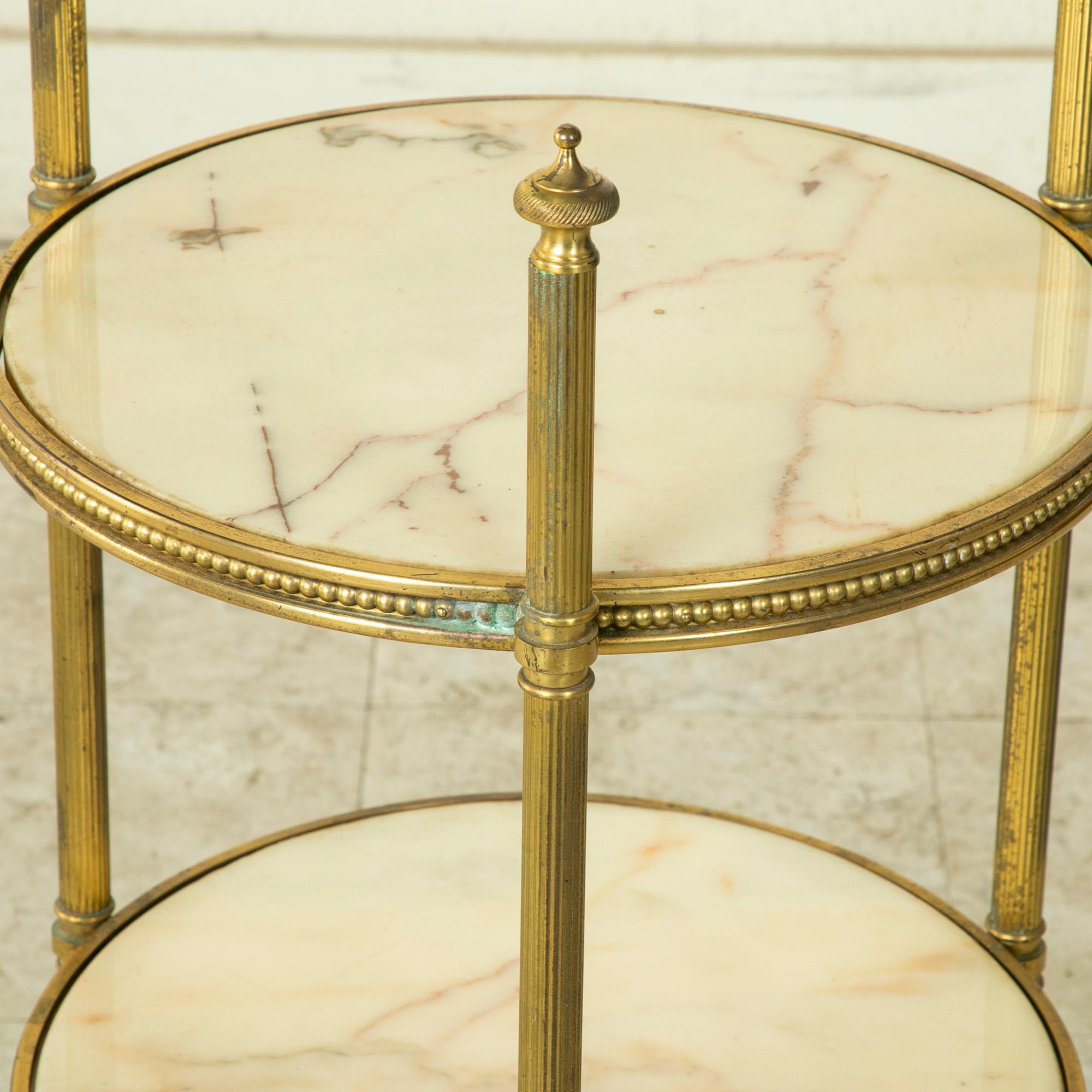 Early 20th Century French Brass Pastry Presentation Server with Marble Shelves 4