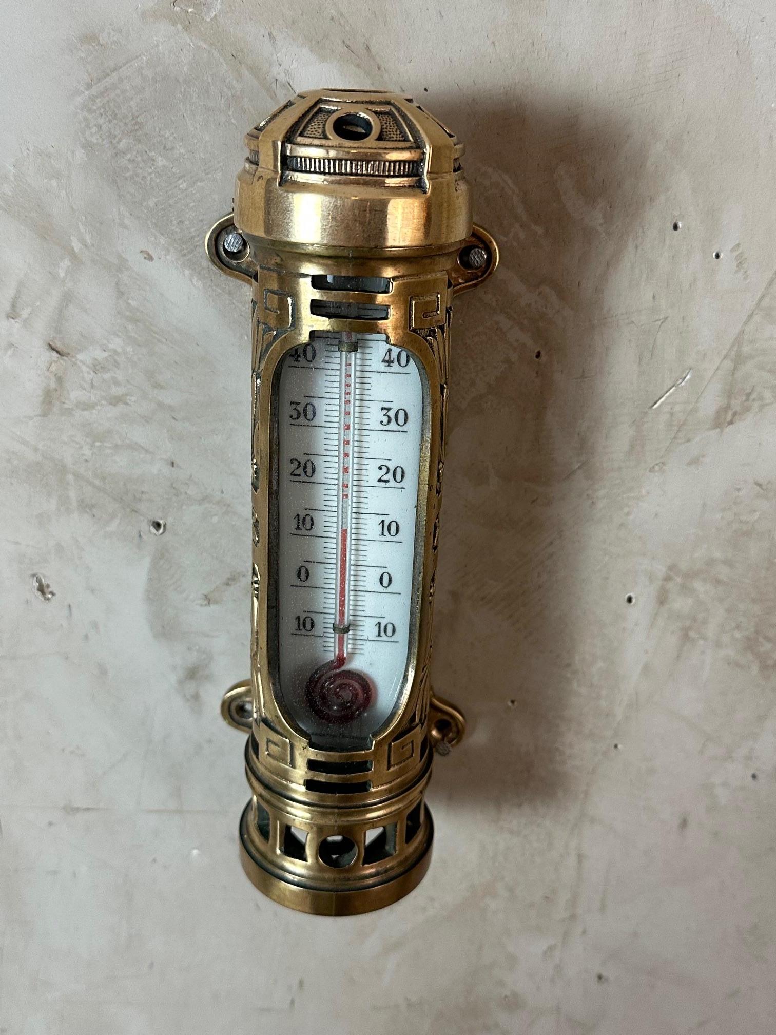 Laiton Thermomètre en laiton français du début du 20e siècle, années 1900 en vente