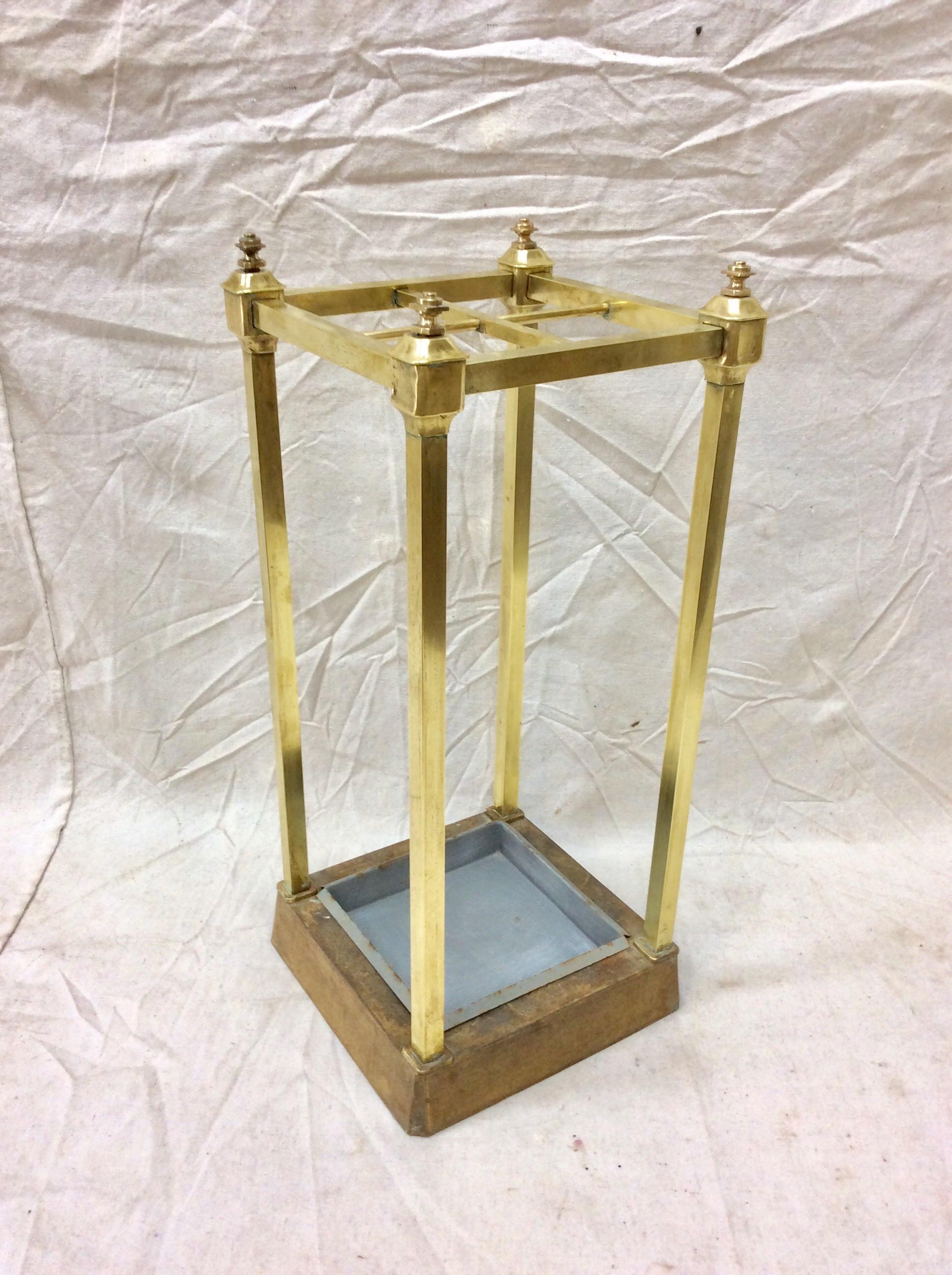 Early 20th Century French Brass Umbrella Stand For Sale 8