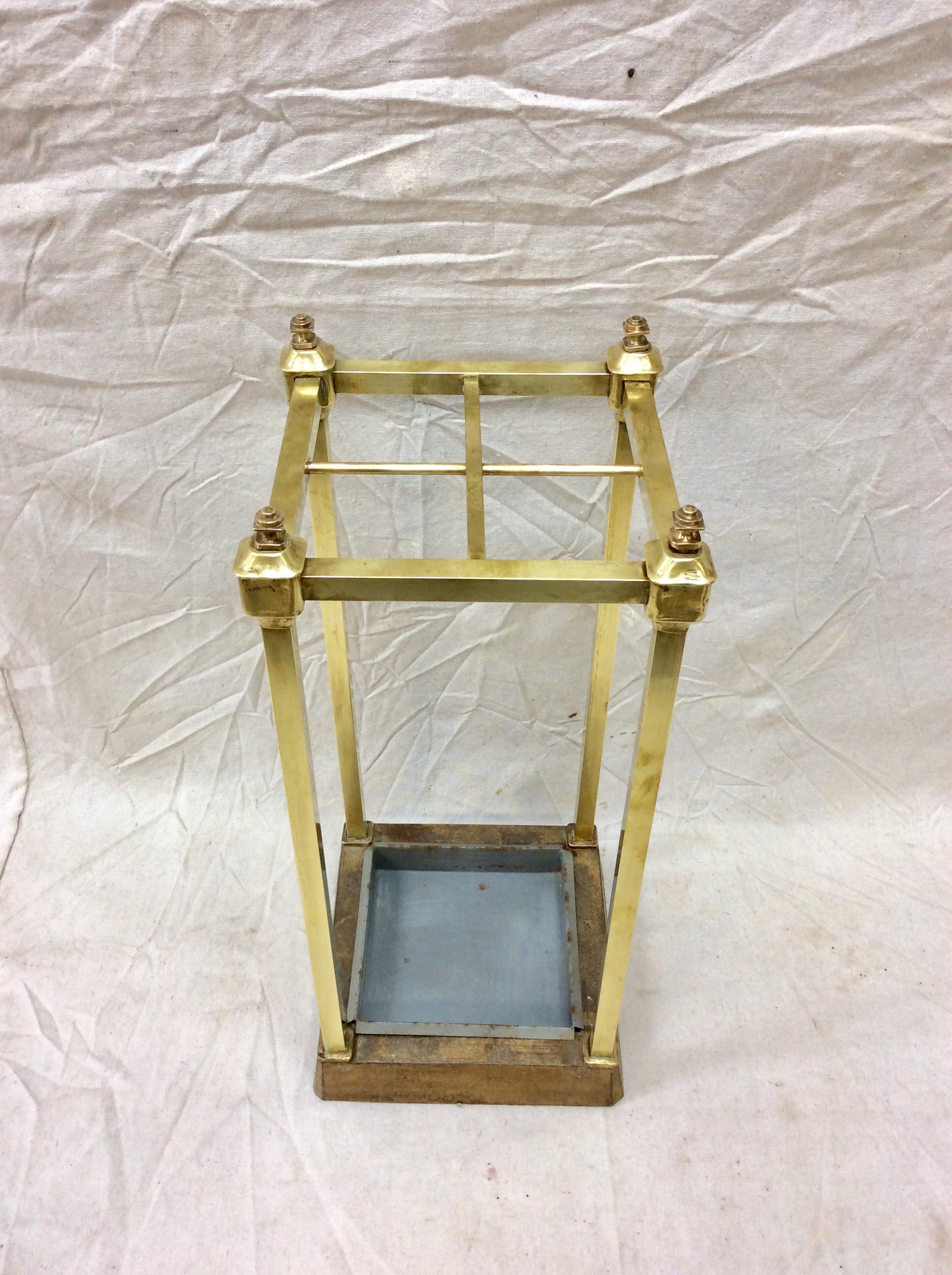 Metal Early 20th Century French Brass Umbrella Stand For Sale
