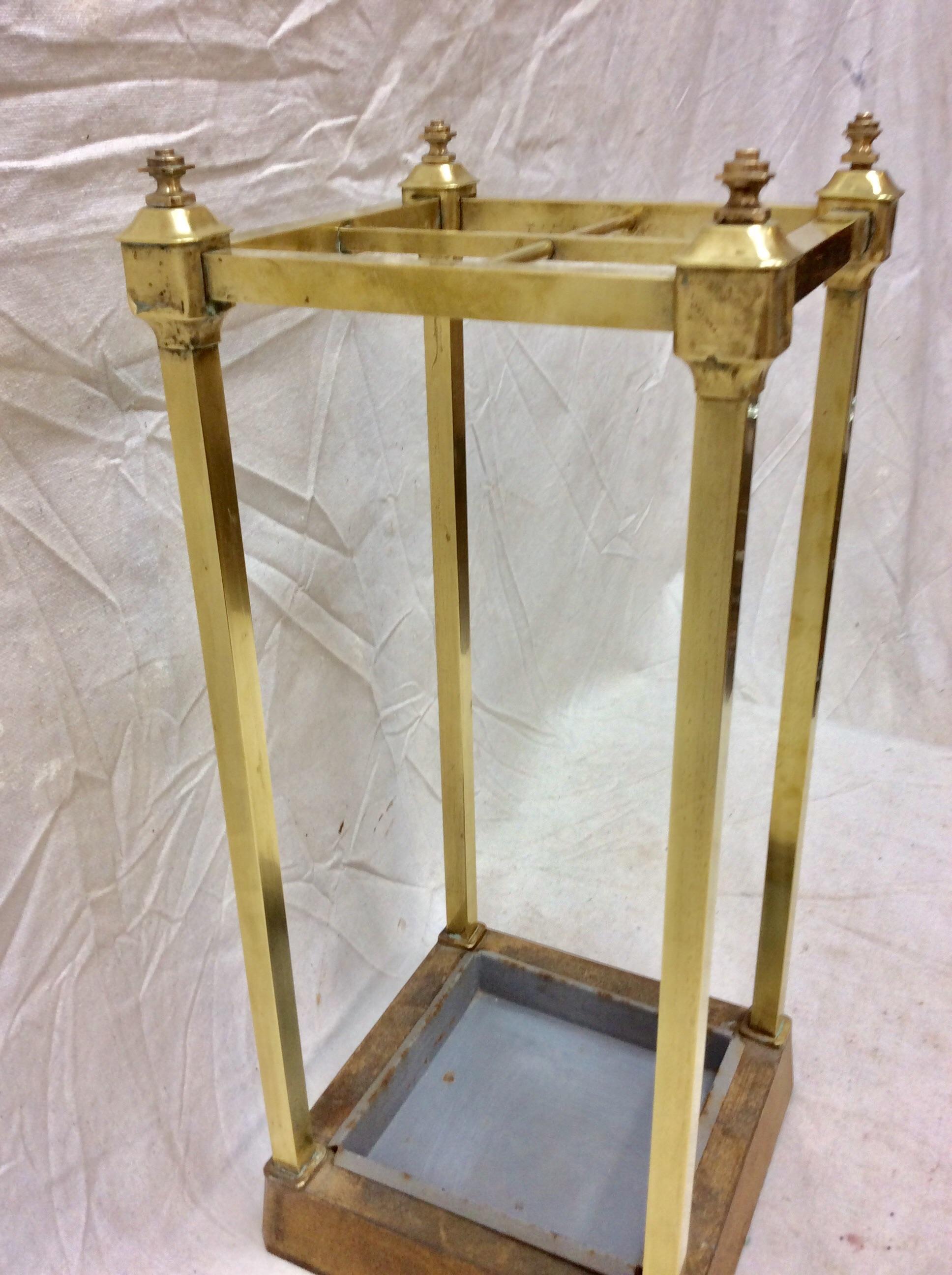 Early 20th Century French Brass Umbrella Stand For Sale 4