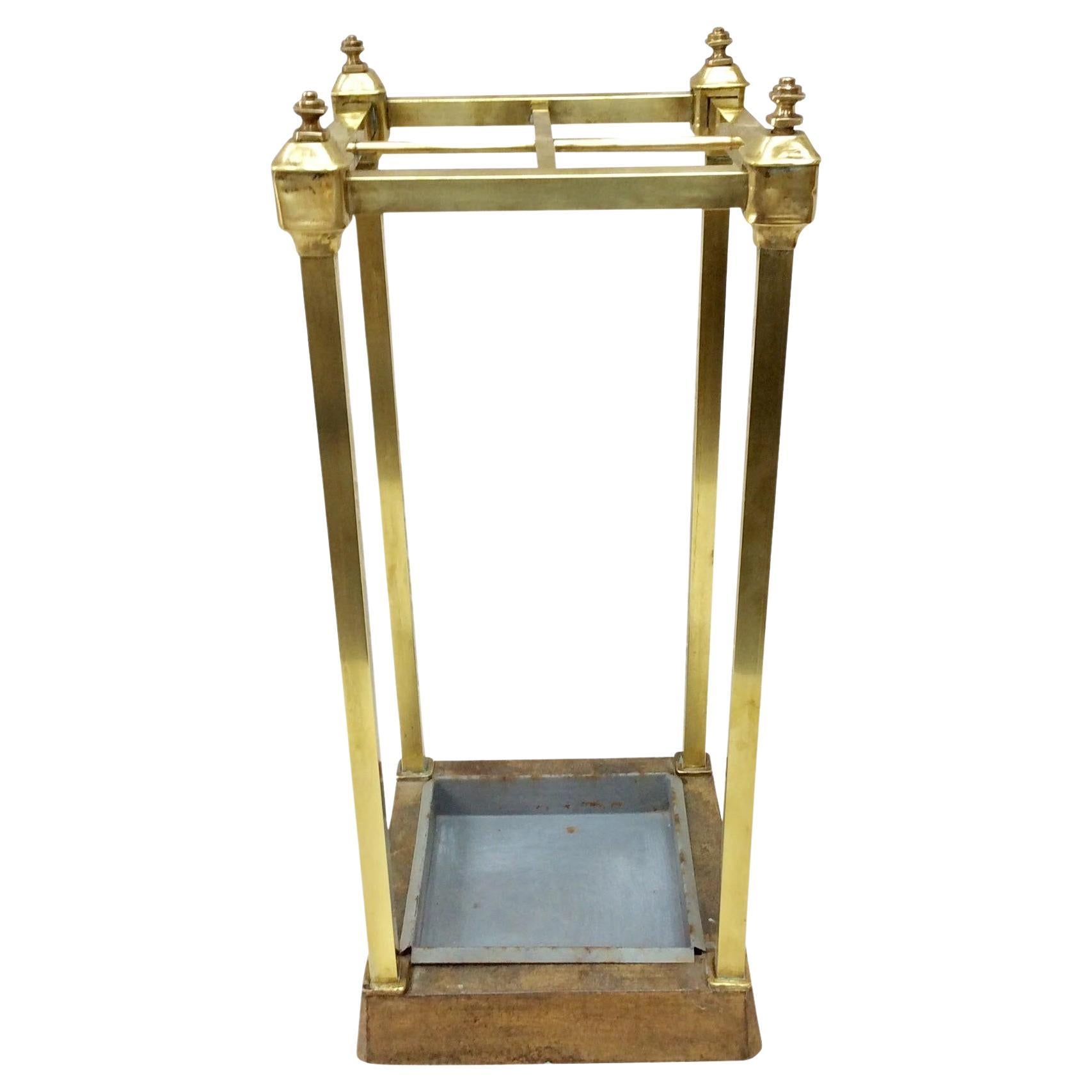 Early 20th Century French Brass Umbrella Stand For Sale