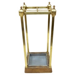 Antique Early 20th Century French Brass Umbrella Stand