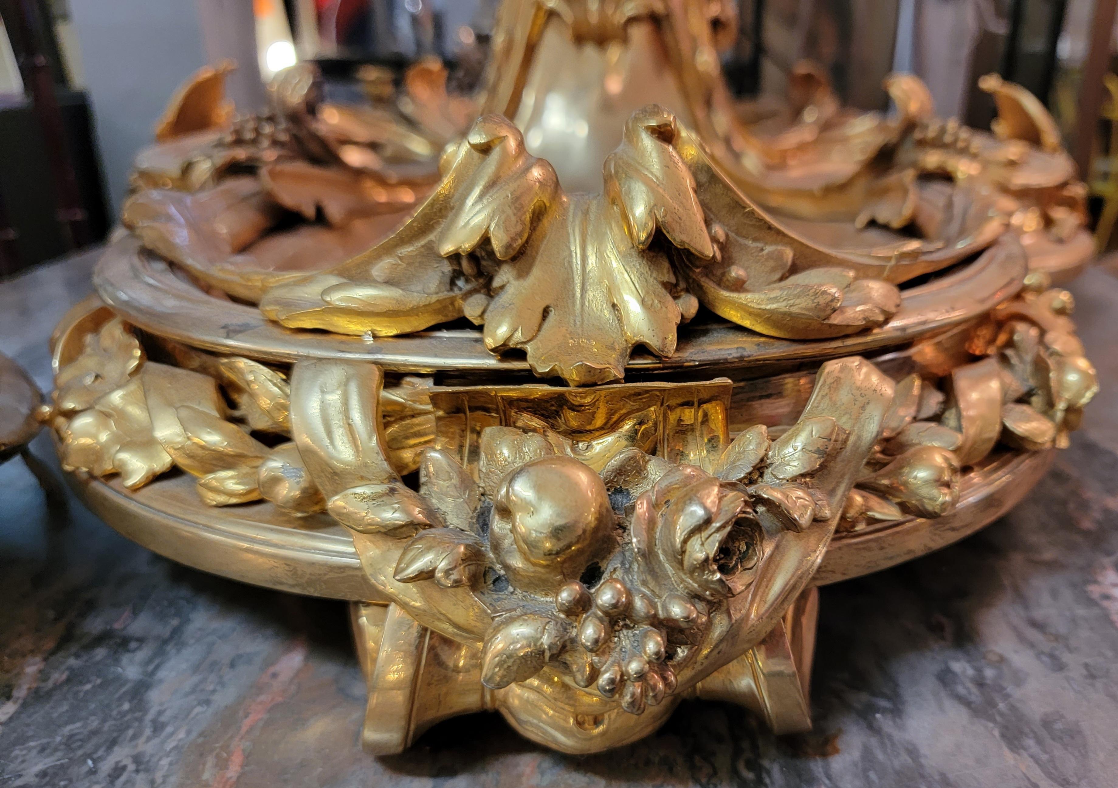 Early 20th Century French Bronze and 24k Gold Plate Gold Large Centerpiece In Good Condition For Sale In Pasadena, CA