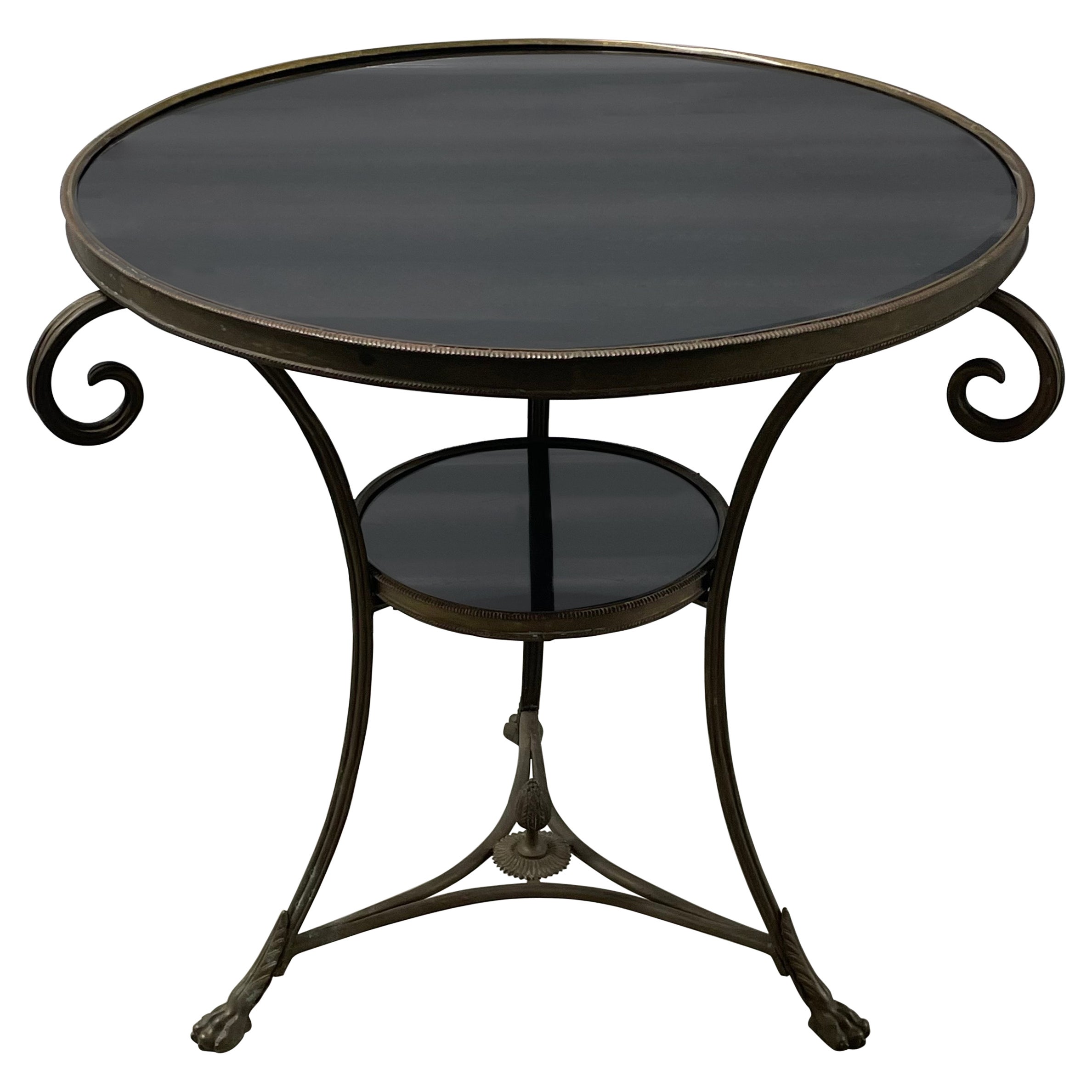 Early 20th Century French Bronze and Black Marble Gueridon Table, Maison Jenson