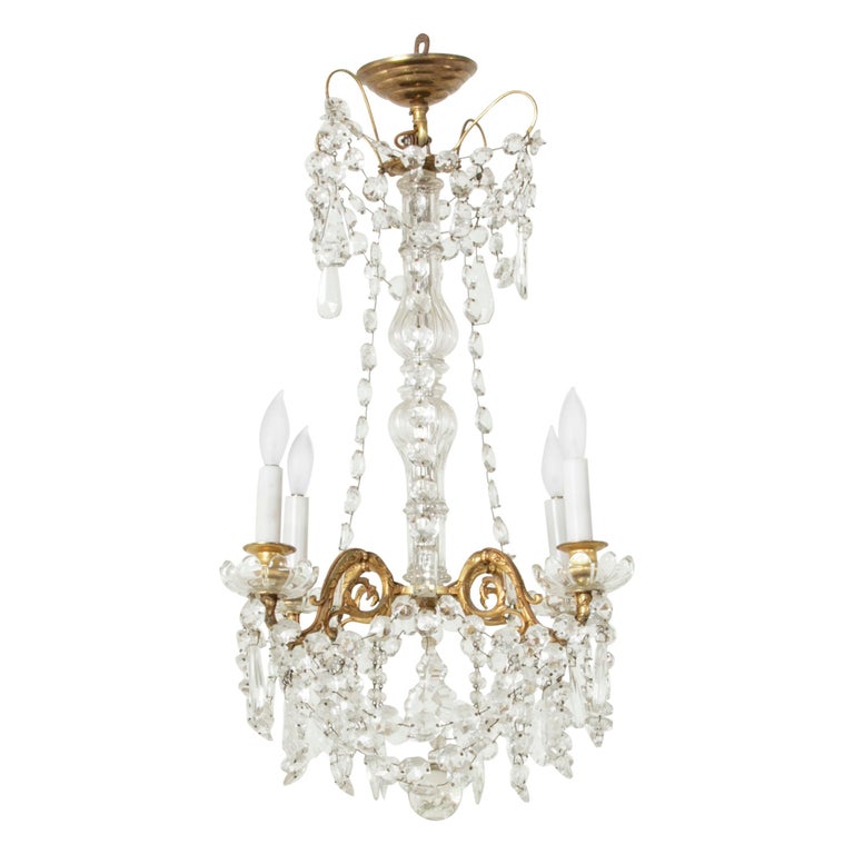 Early 20th Century French Bronze and Crystal Chandelier with Four ...