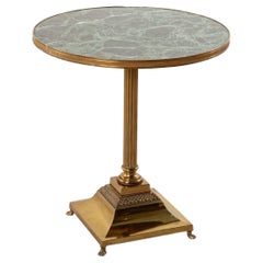 Antique Early 20th Century French Bronze and Marble Hotel Cocktail Table, 24-in High