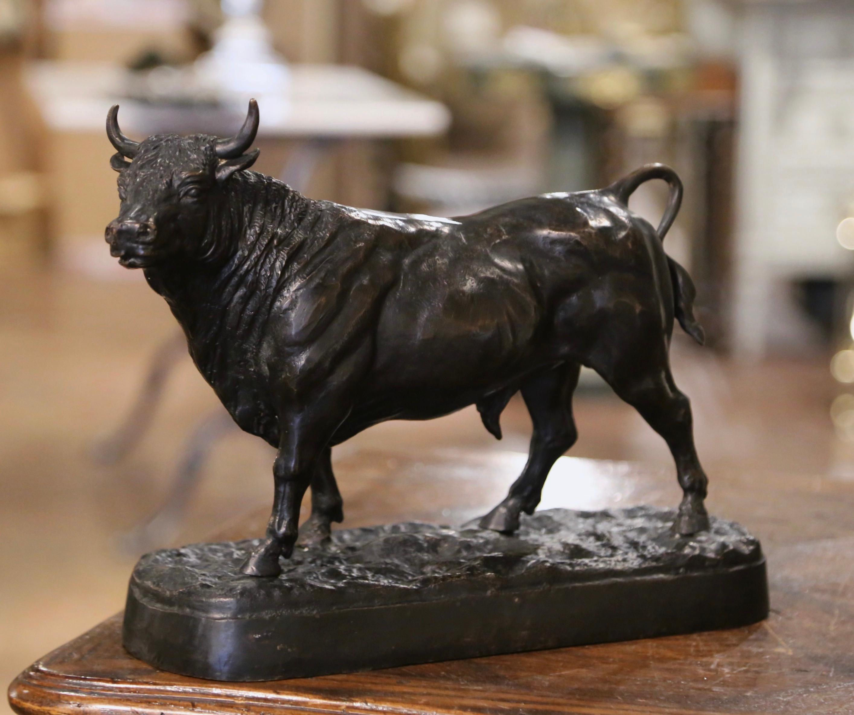 Hand-Crafted Early 20th Century French Bronze Bull Sculpture After Isidore Bonheur