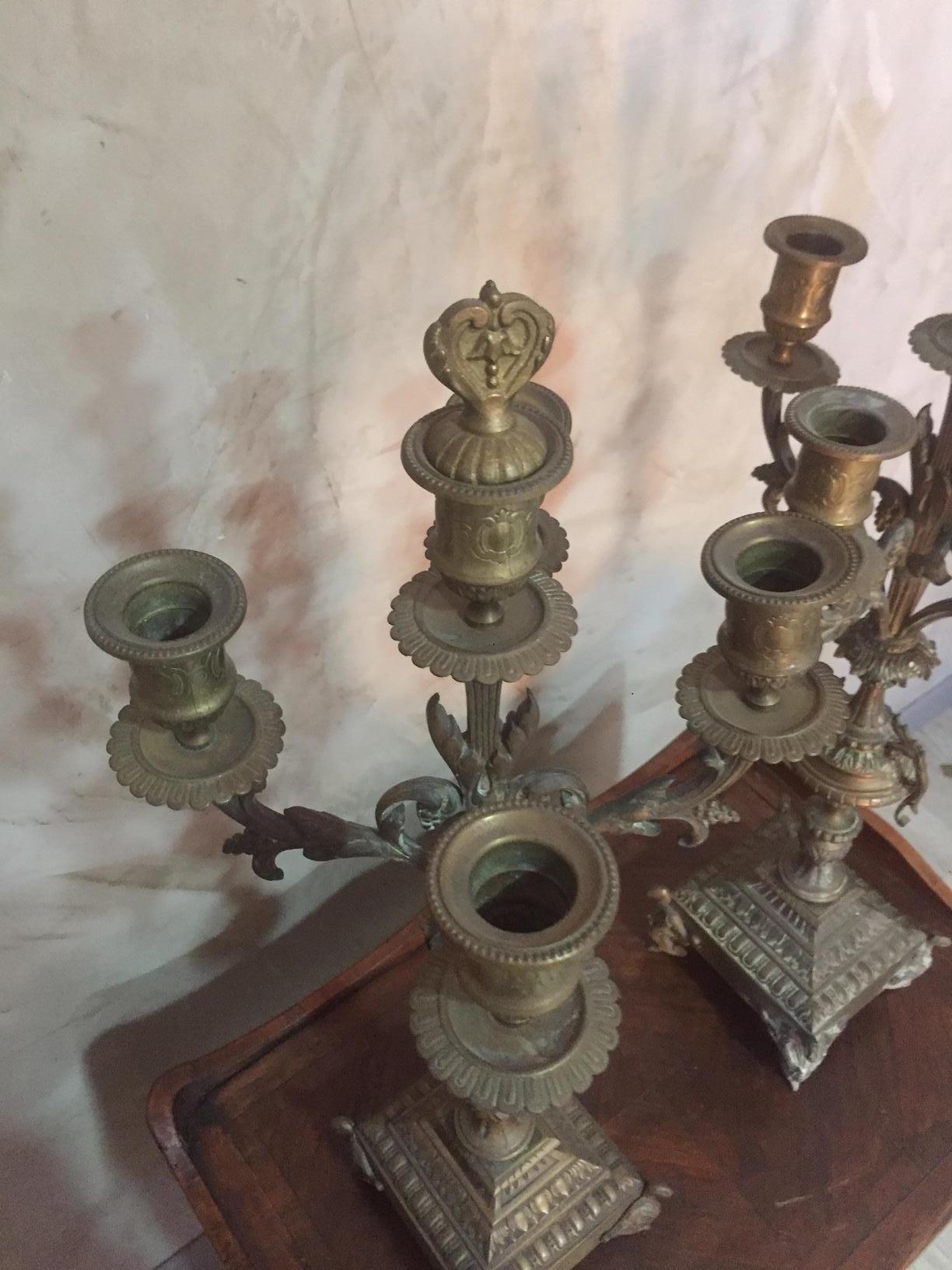 Early 20th Century French Bronze Candelabra, 1900s For Sale 7