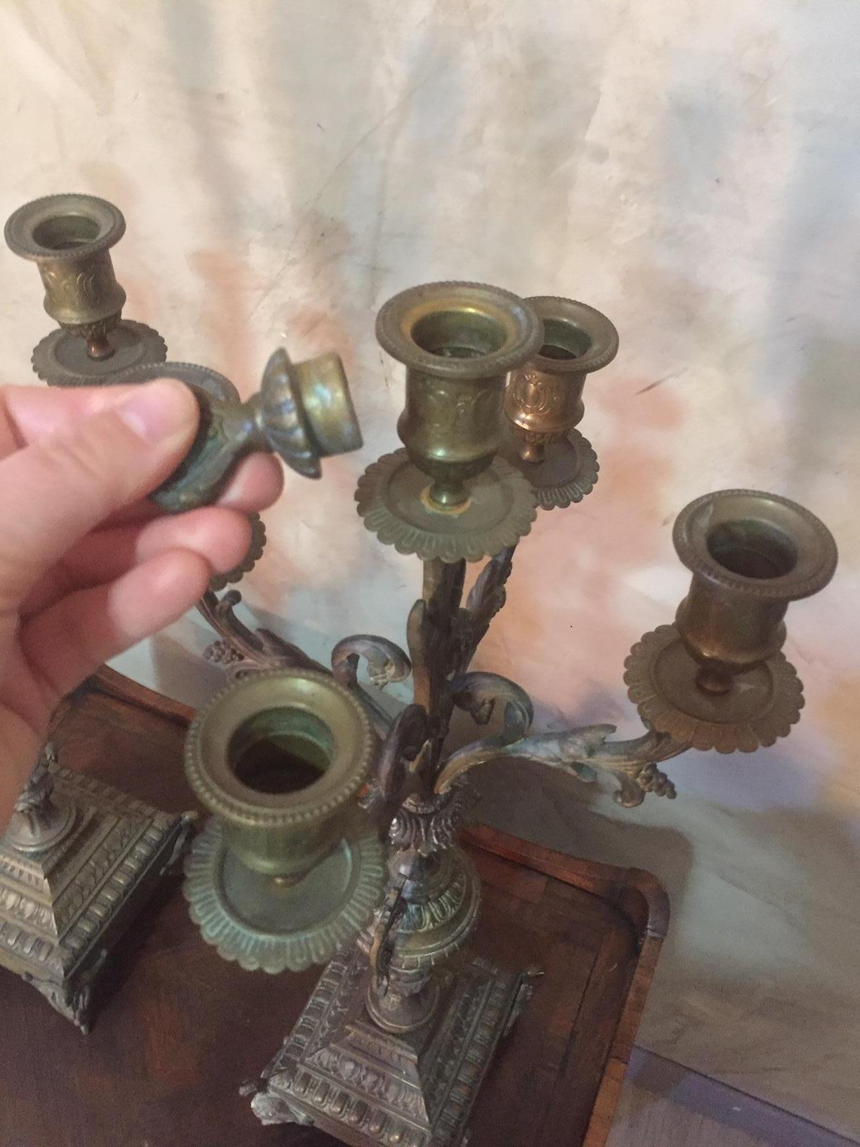 Early 20th Century French Bronze Candelabra, 1900s For Sale 8
