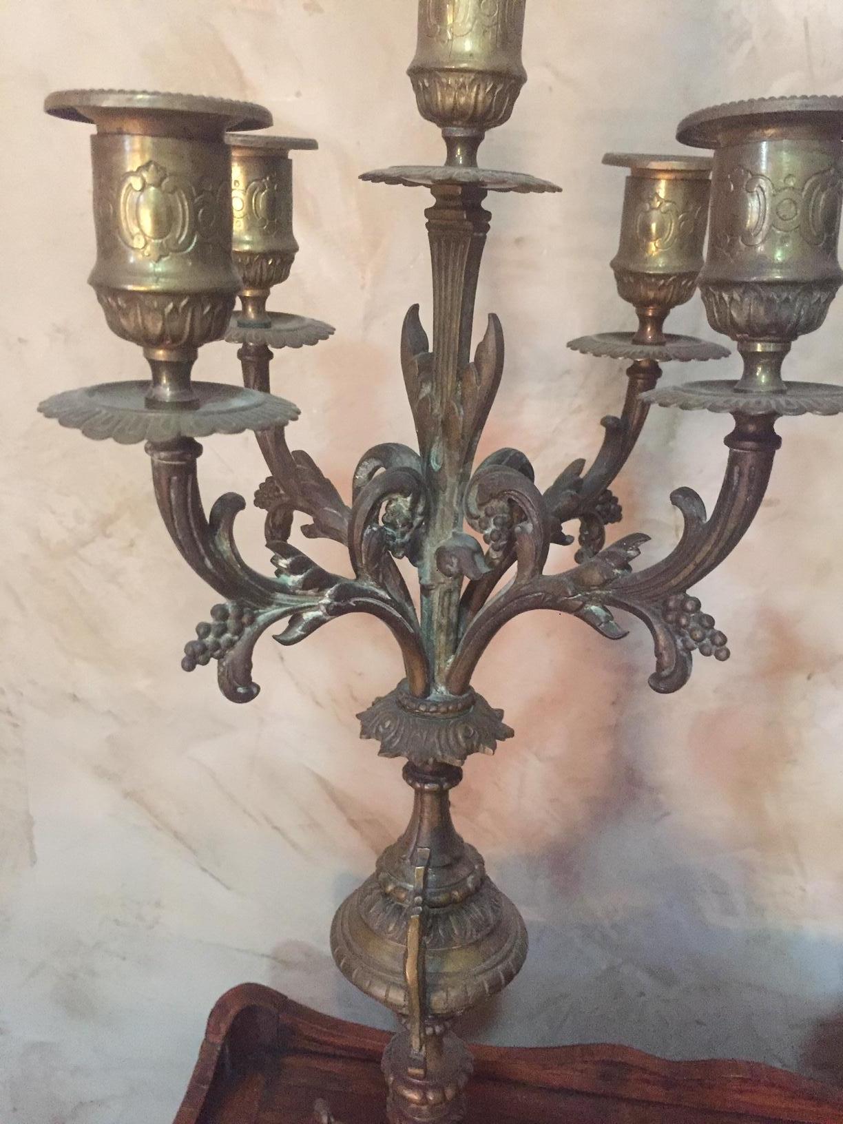 Early 20th Century French Bronze Candelabra, 1900s For Sale 9