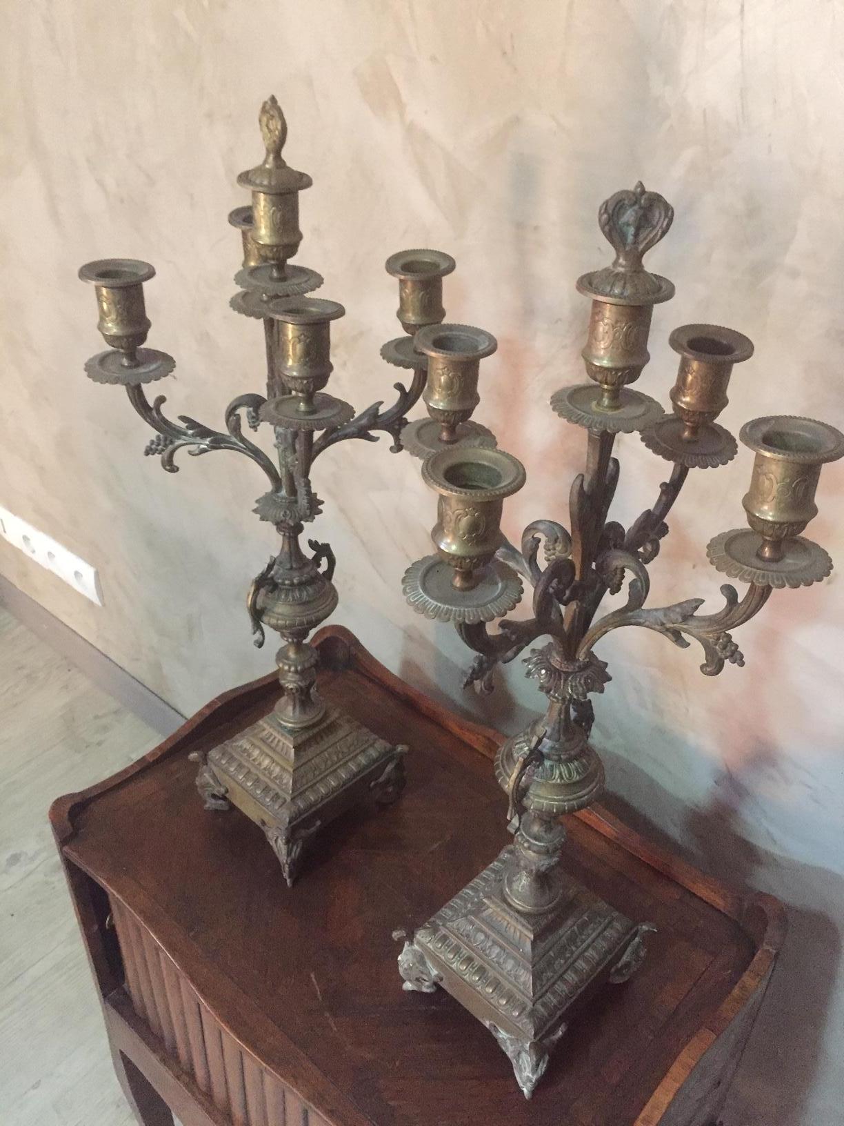 Early 20th Century French Bronze Candelabra, 1900s For Sale 11