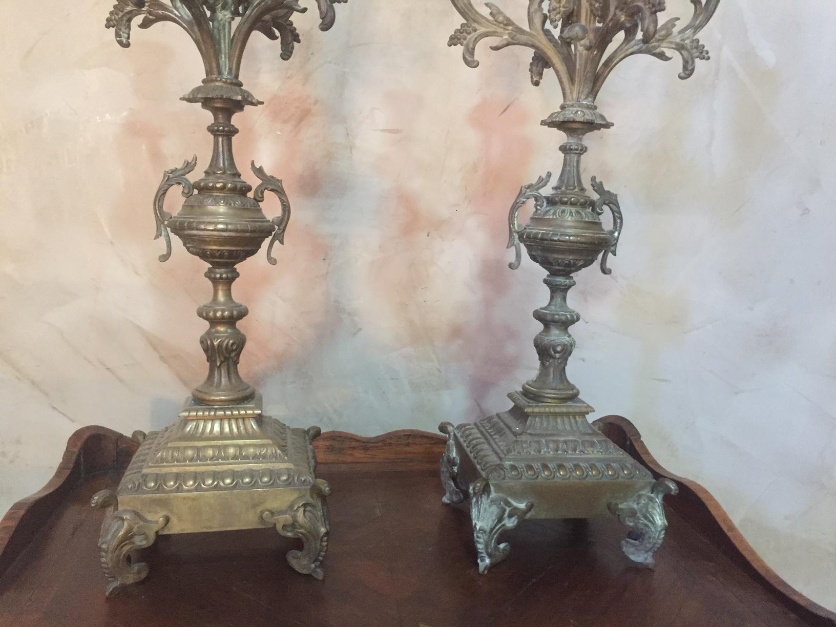 Early 20th Century French Bronze Candelabra, 1900s For Sale 2