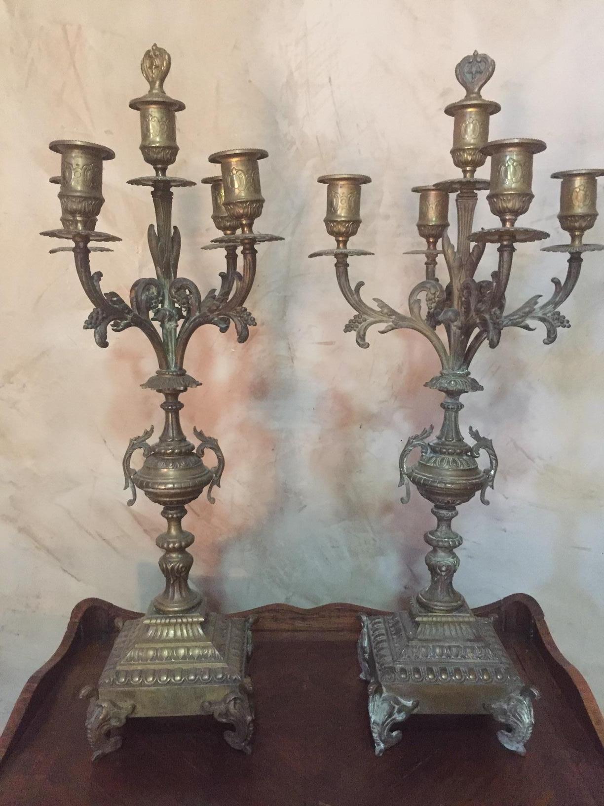 Early 20th Century French Bronze Candelabra, 1900s For Sale 3