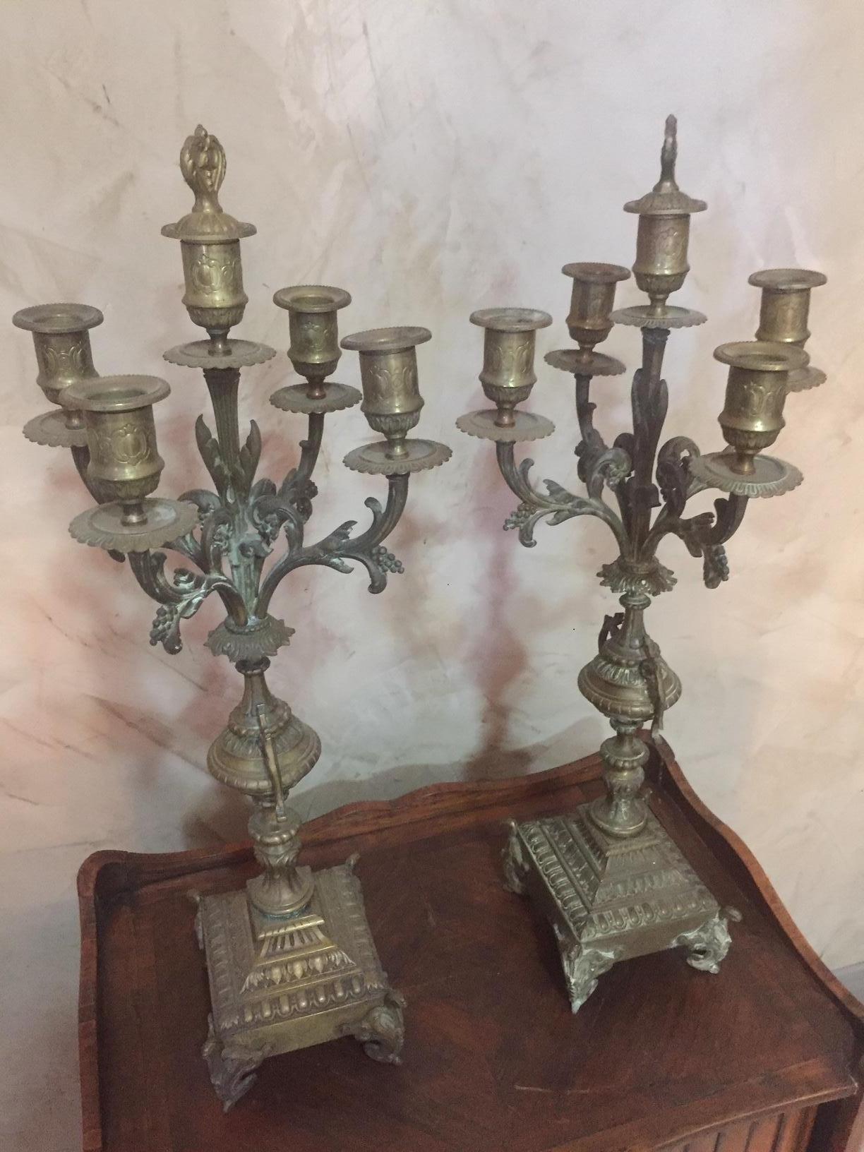 Early 20th Century French Bronze Candelabra, 1900s For Sale 5