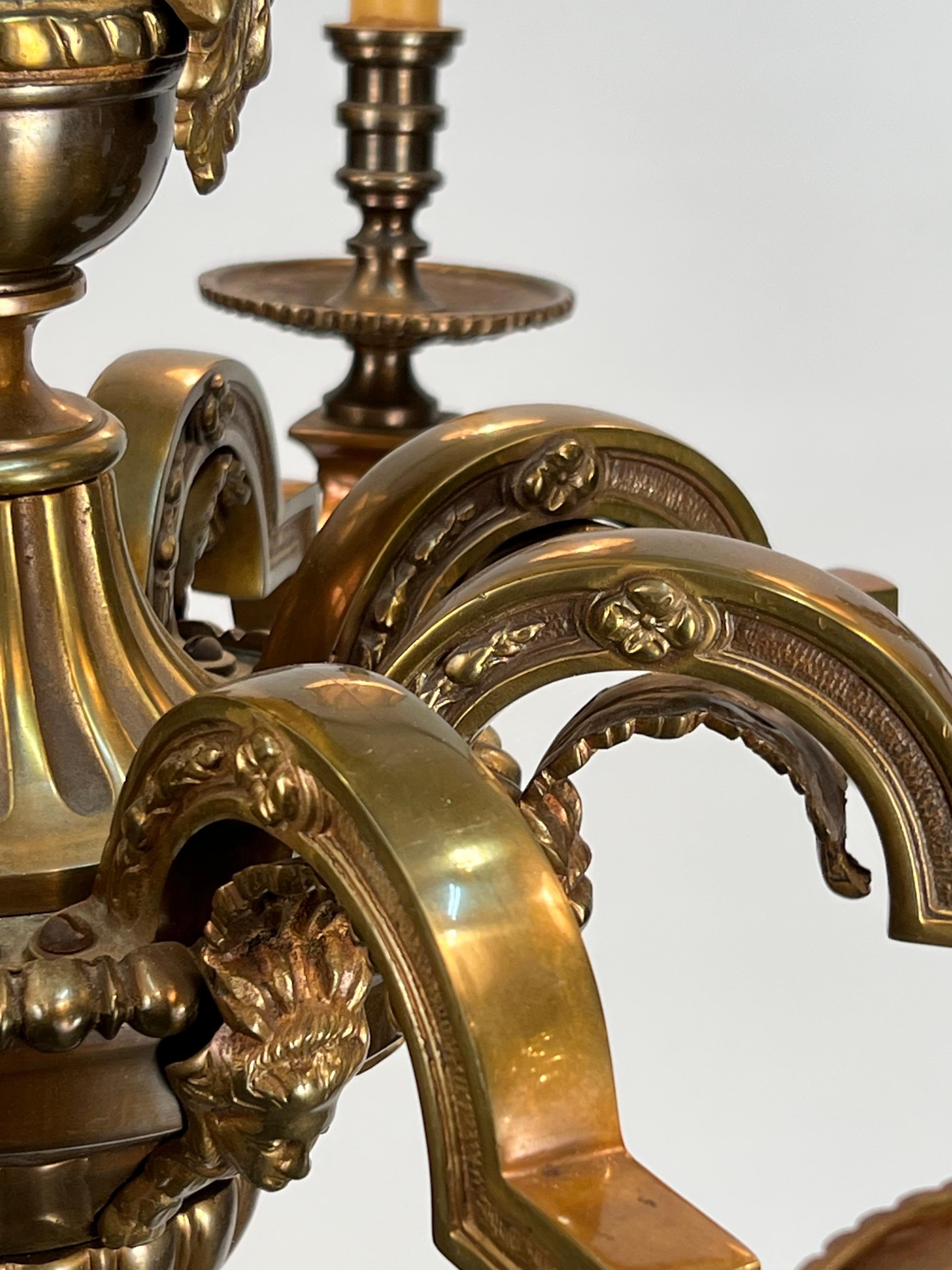 Early 20th Century French Bronze Chandelier For Sale 11