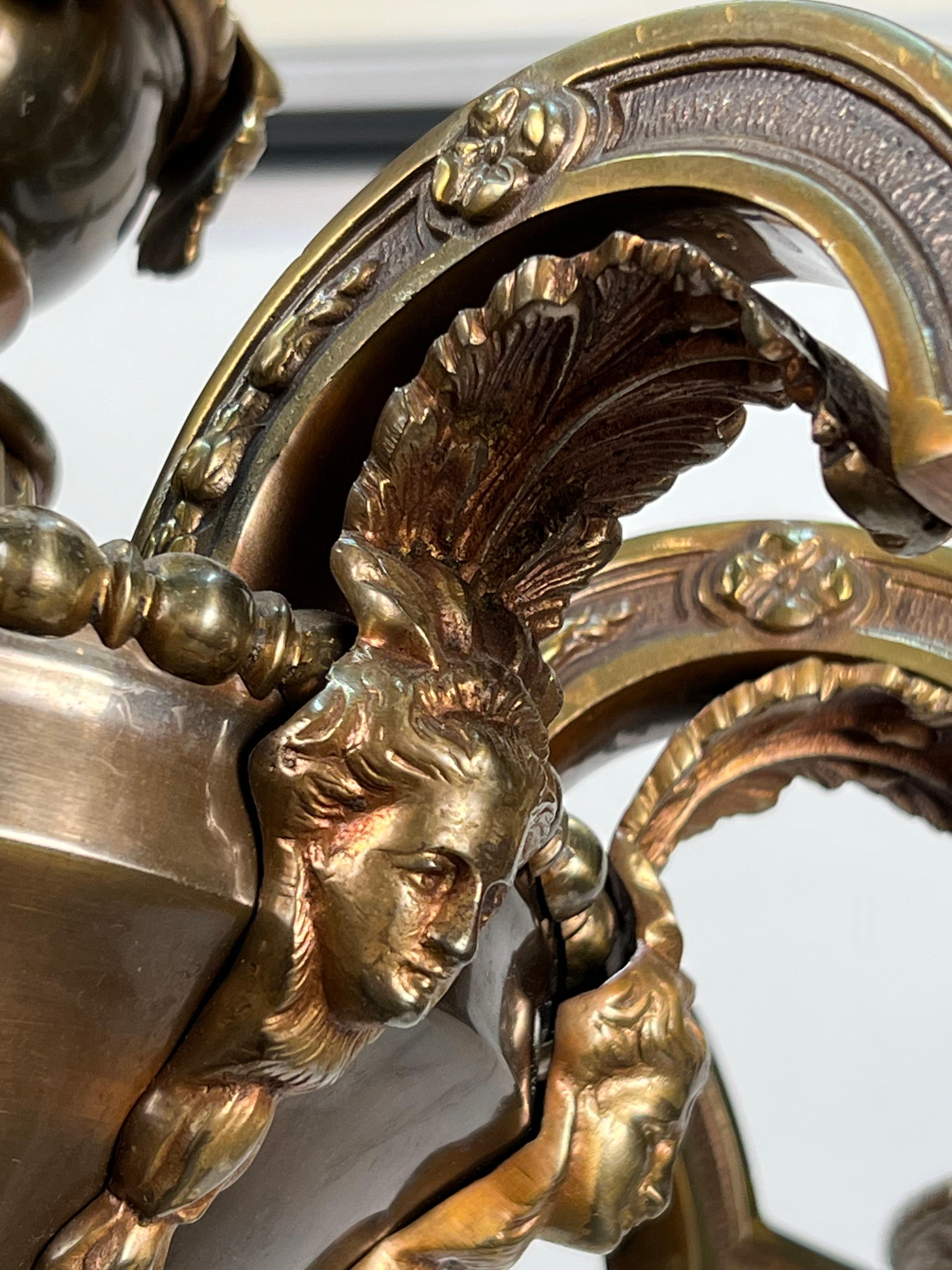 Französischer Bronze-Kronleuchter des frühen 20. Jahrhunderts im Angebot 5