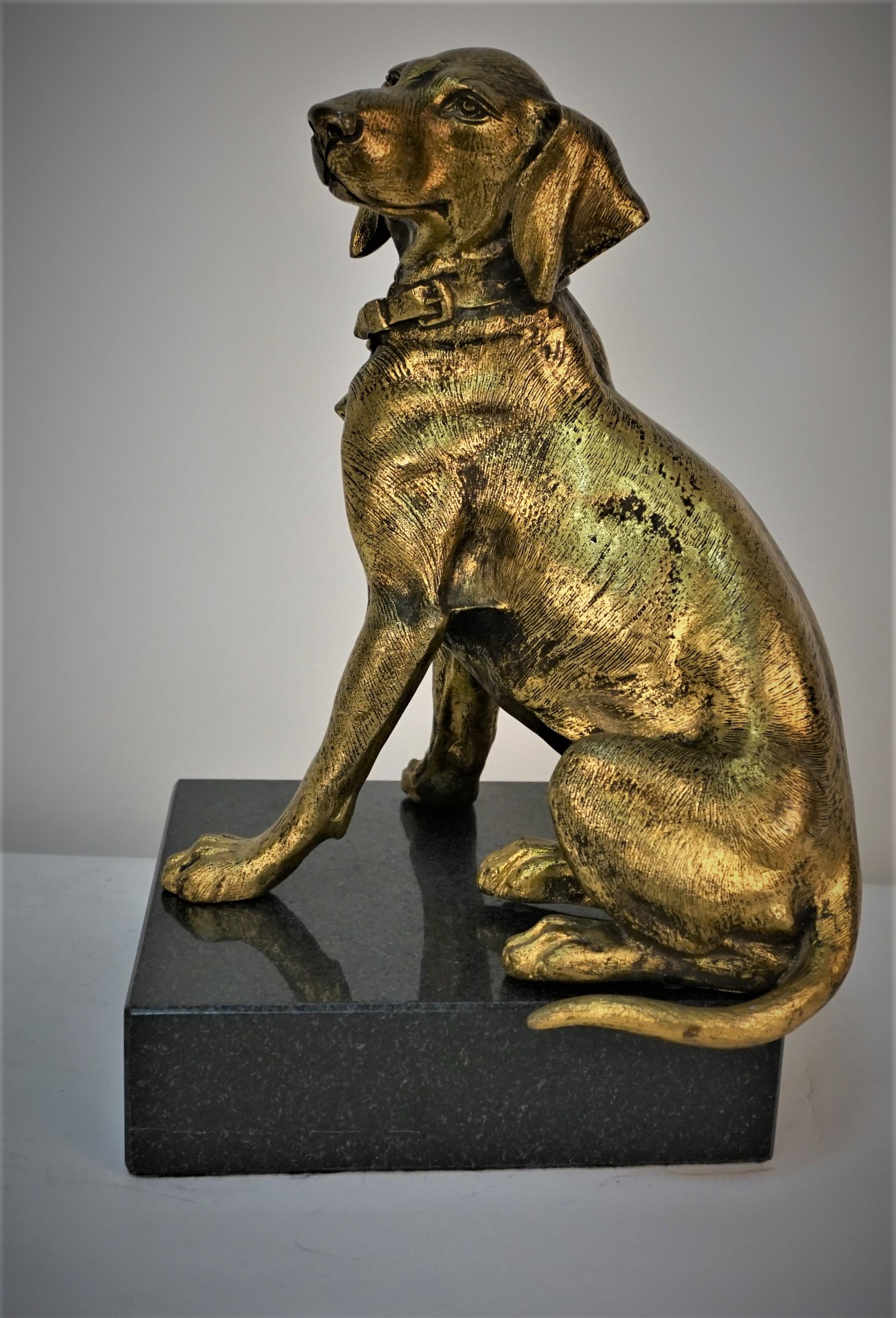 Early 20th Century French Bronze Dog Sculpture on Marble Base For Sale 8