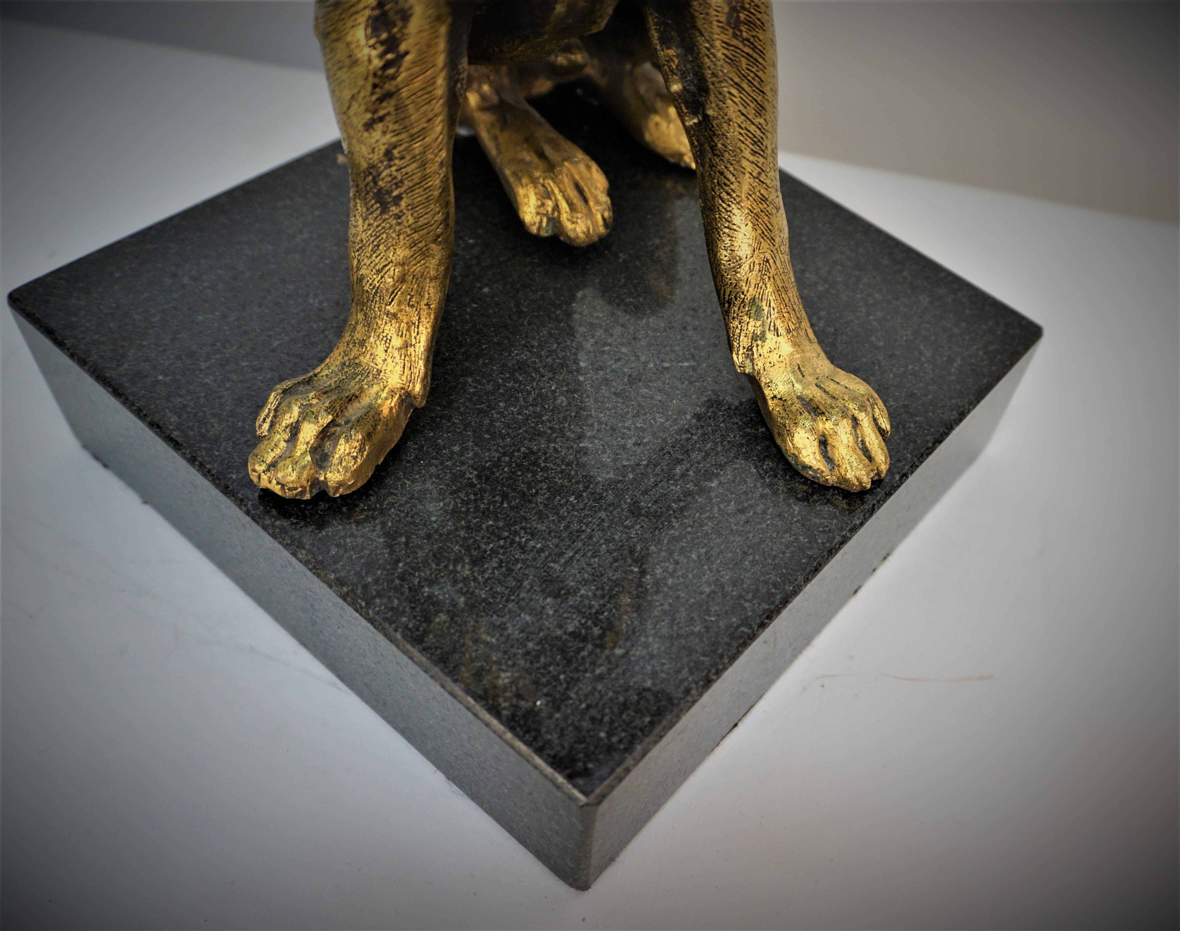 Early 20th Century French Bronze Dog Sculpture on Marble Base For Sale 1