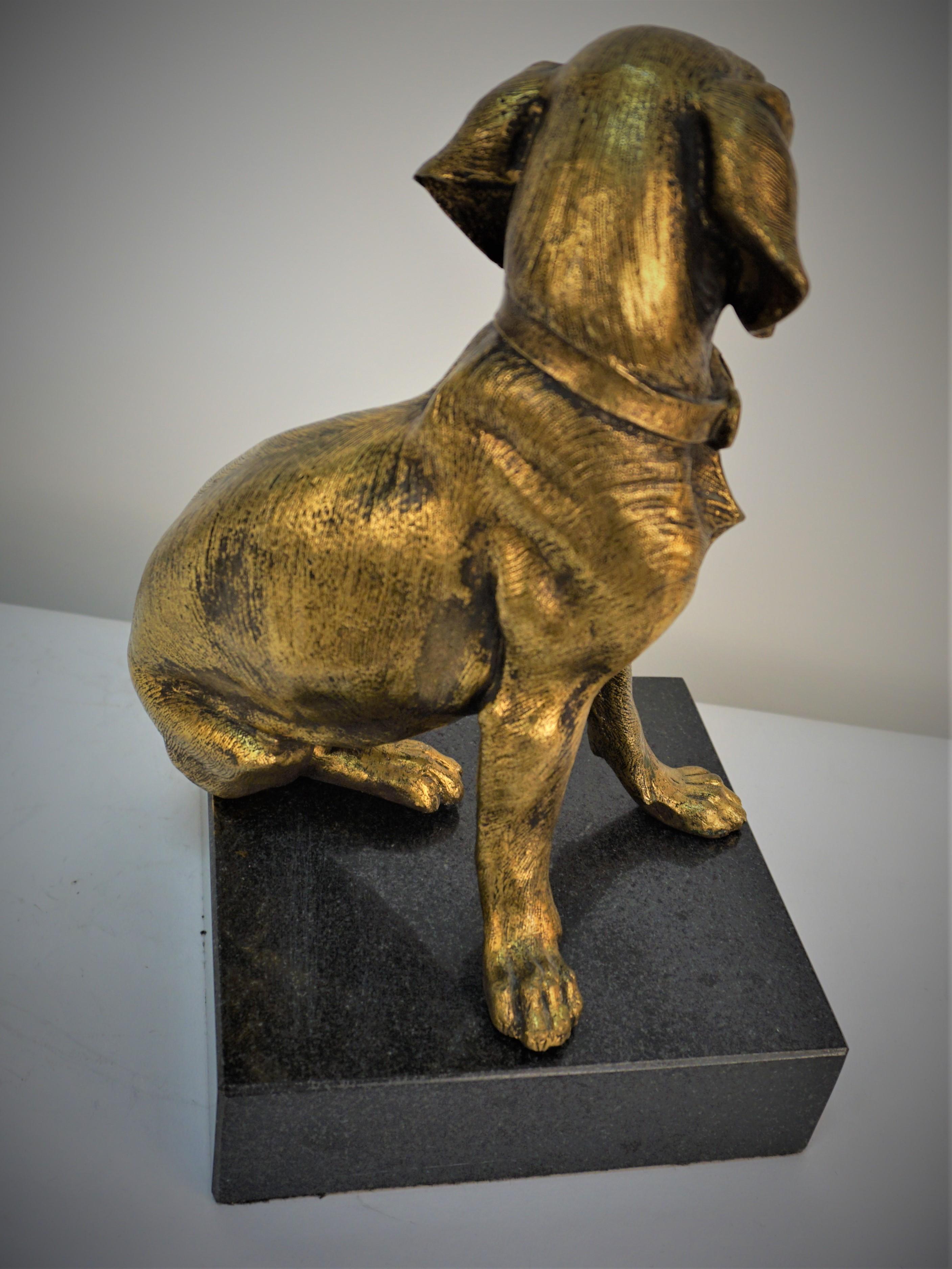 Early 20th Century French Bronze Dog Sculpture on Marble Base For Sale 2