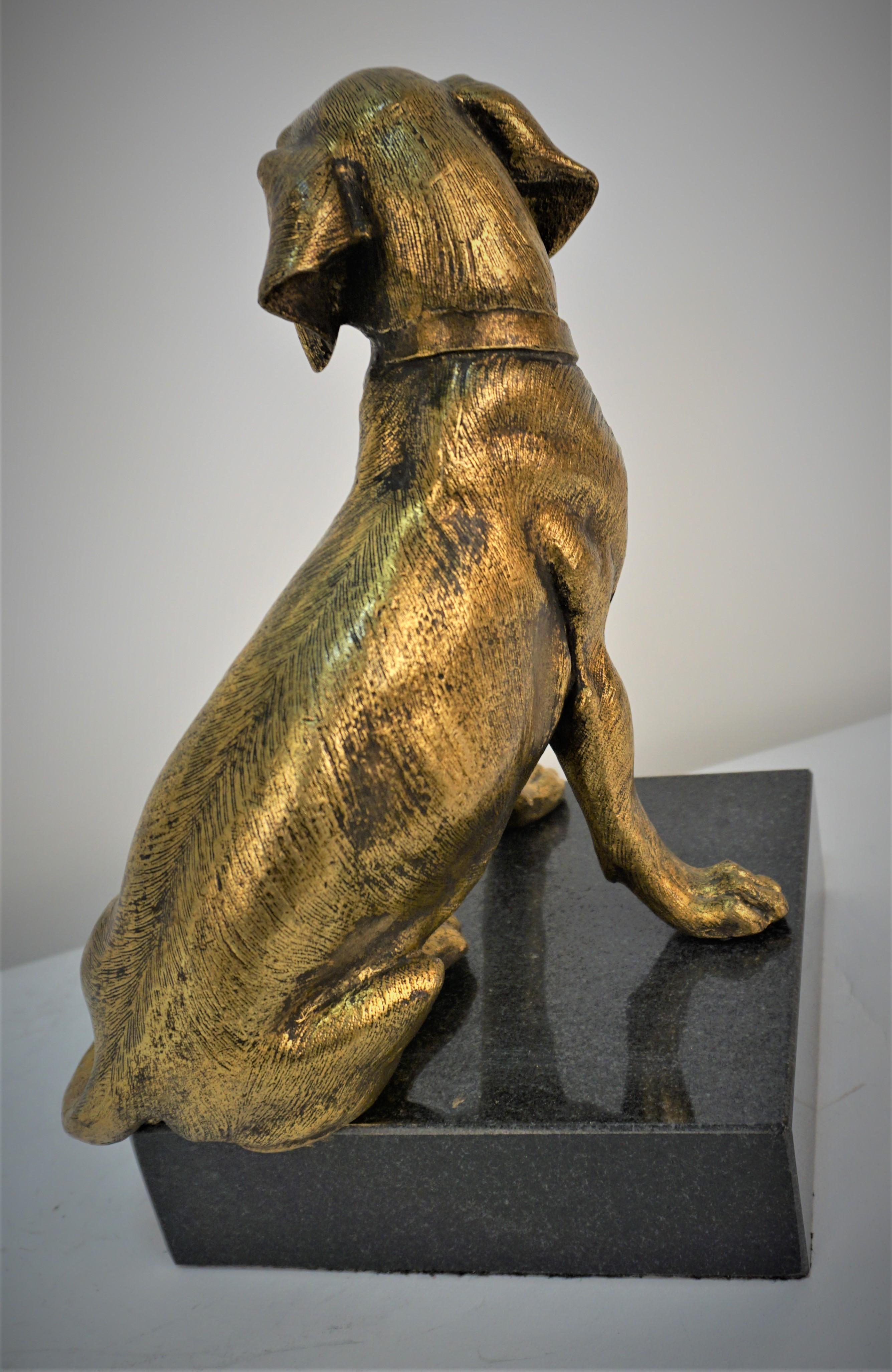 Early 20th Century French Bronze Dog Sculpture on Marble Base For Sale 3