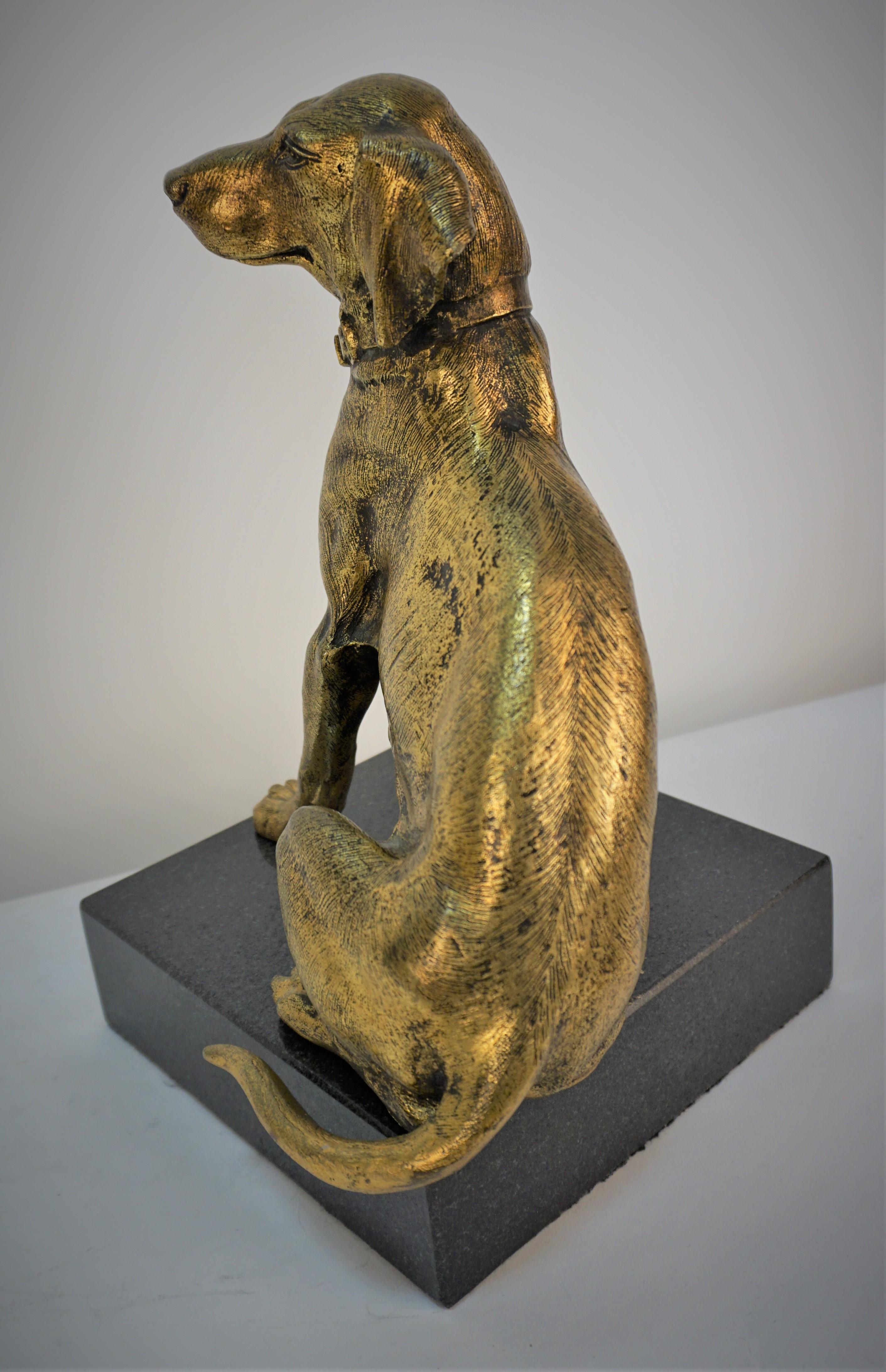 Early 20th Century French Bronze Dog Sculpture on Marble Base For Sale 4
