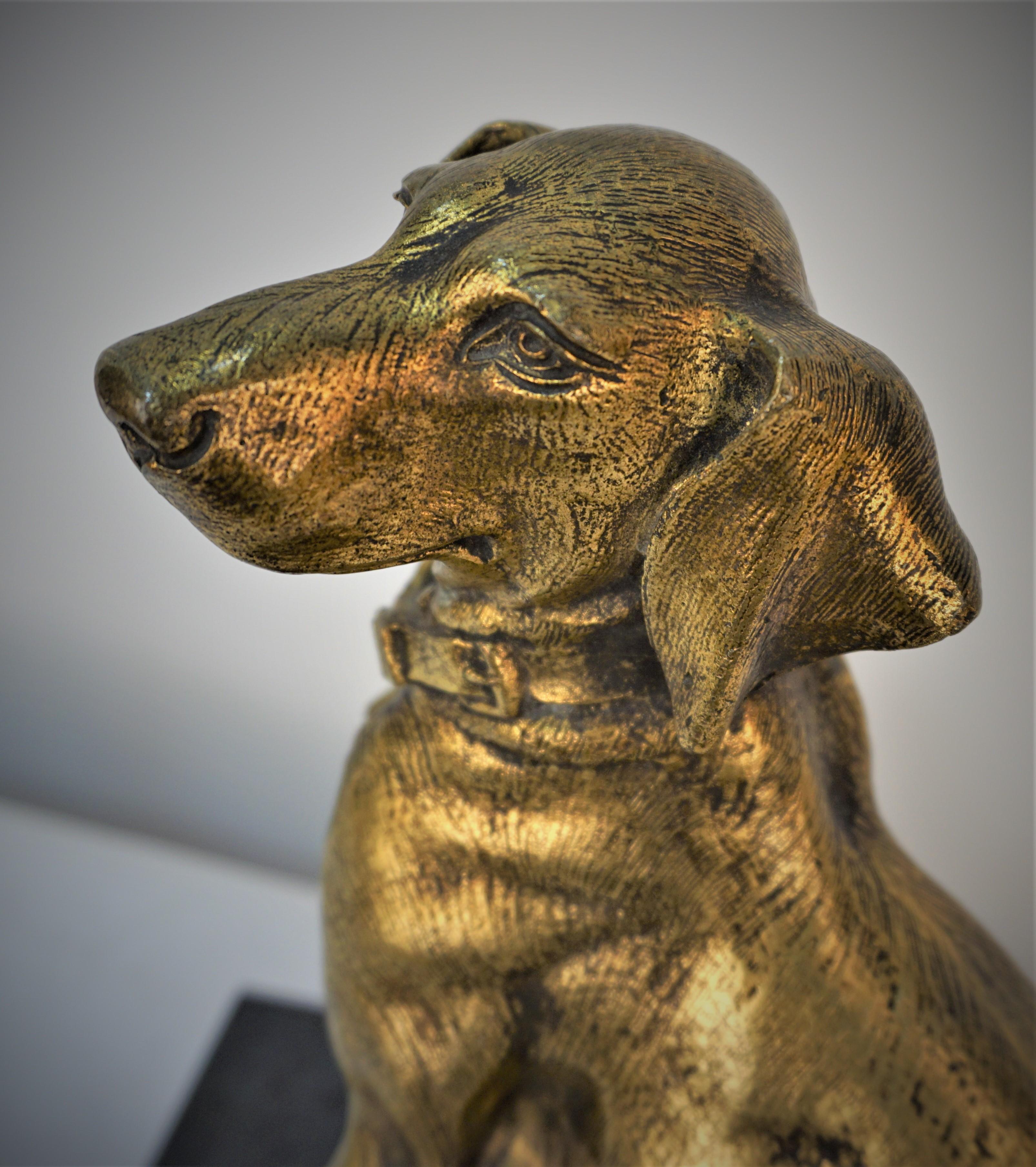 Early 20th Century French Bronze Dog Sculpture on Marble Base For Sale 6