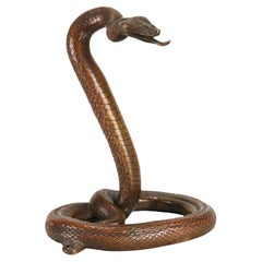 Early 20th Century French Bronze Entitled "Rearing Snake" by Edgar Brandt