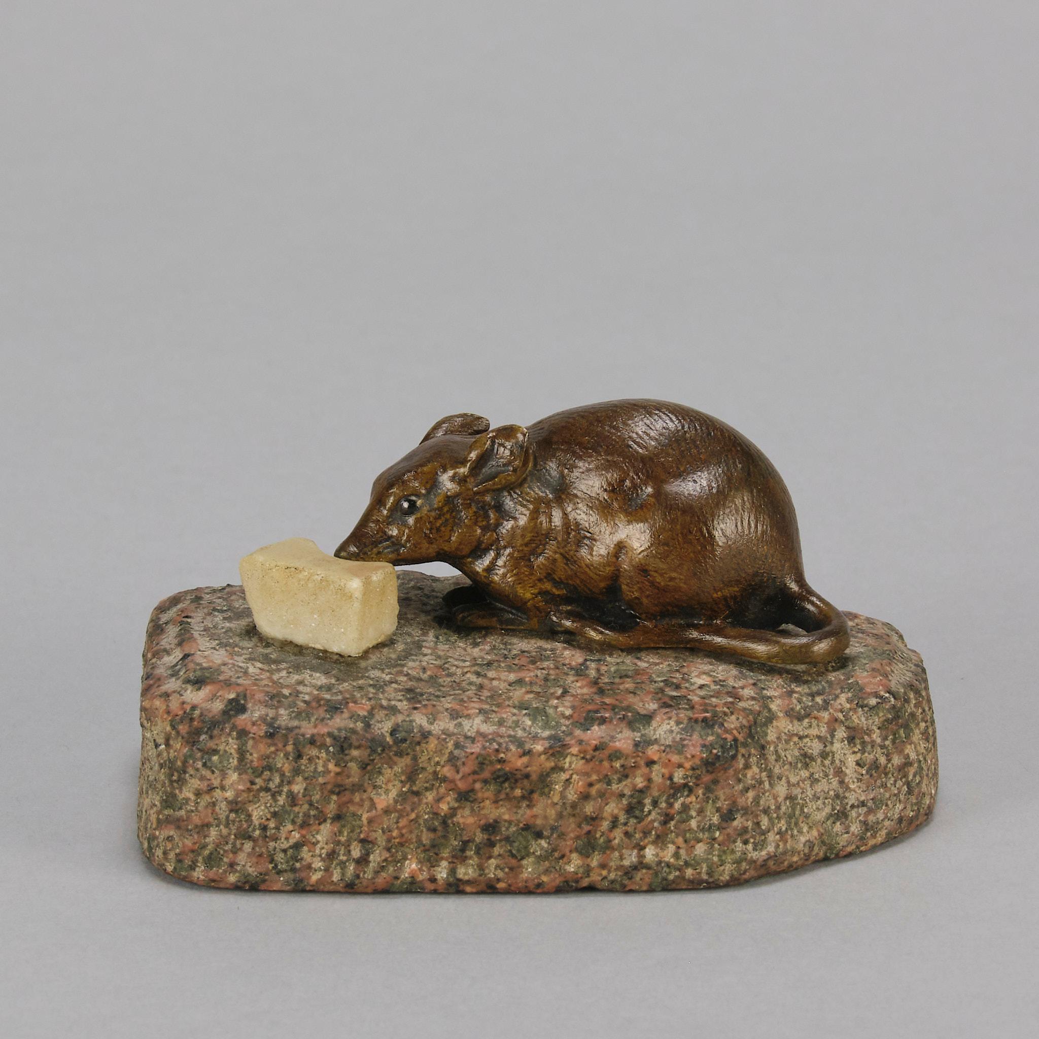 Cast Early 20th Century French Bronze 'Mouse and Cheese'