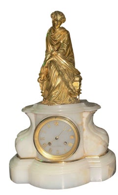 Early 20th Century French Bronze & Onyx Clock Garniture, Allegory of the Arts.