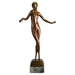 Escultura francesa de bronce de principios del siglo XX titulada "Delicado" de Paul Philippe