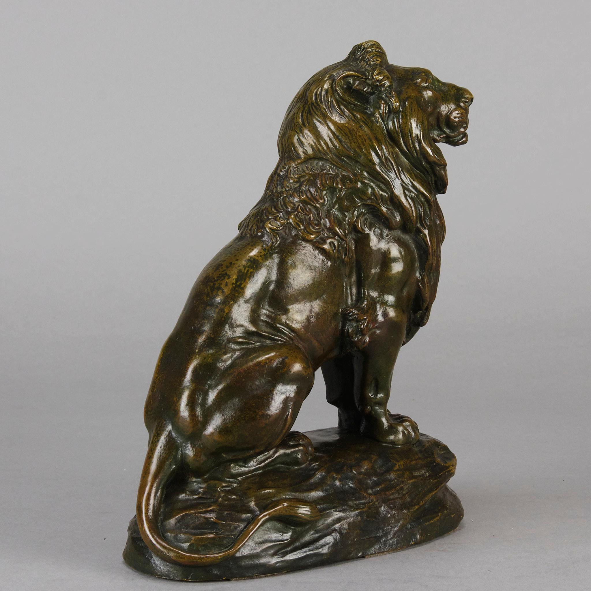 Sculpture en bronze française du début du 20e siècle  « Lion Assis » de Clovis Masson en vente 2