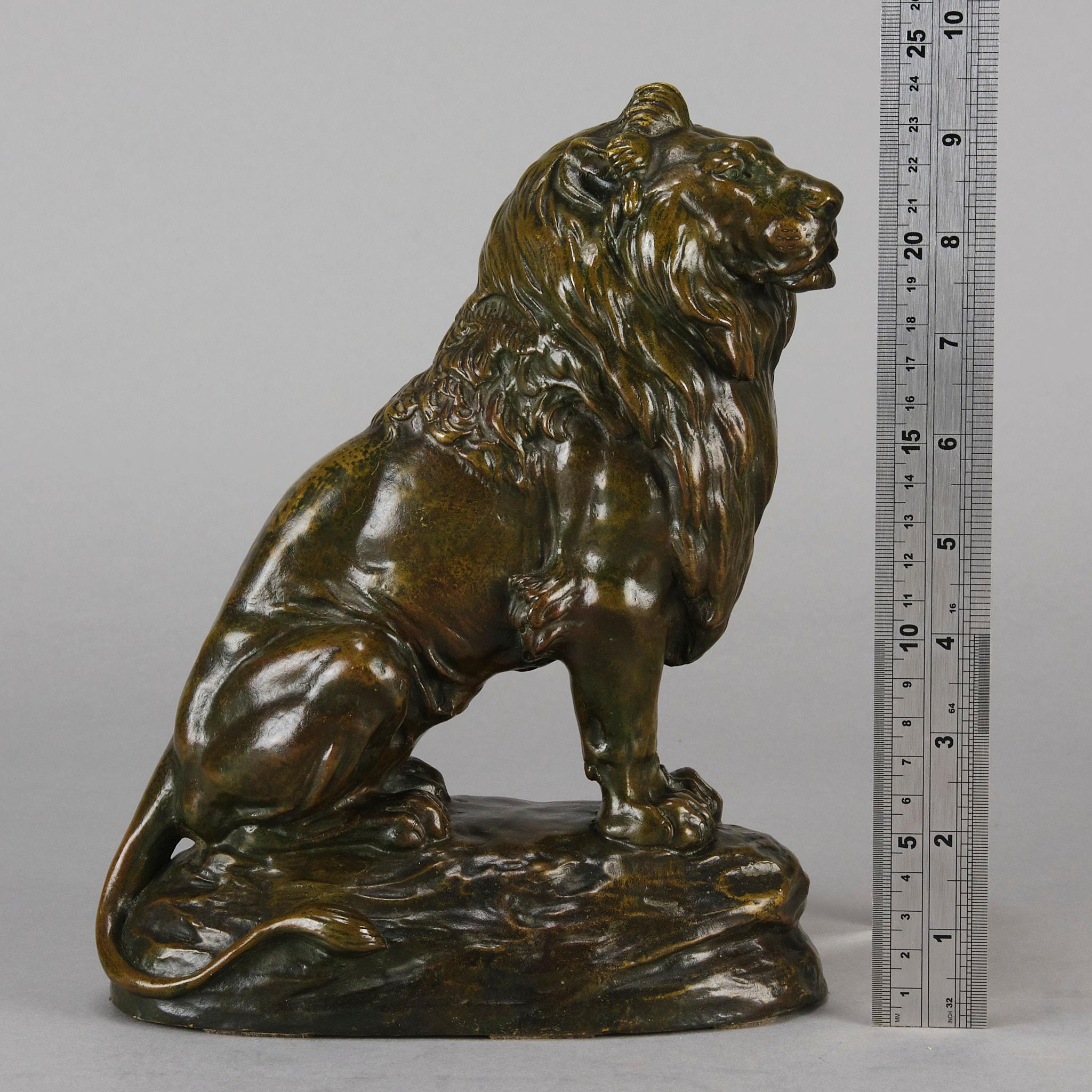 Sculpture en bronze française du début du 20e siècle  « Lion Assis » de Clovis Masson en vente 3