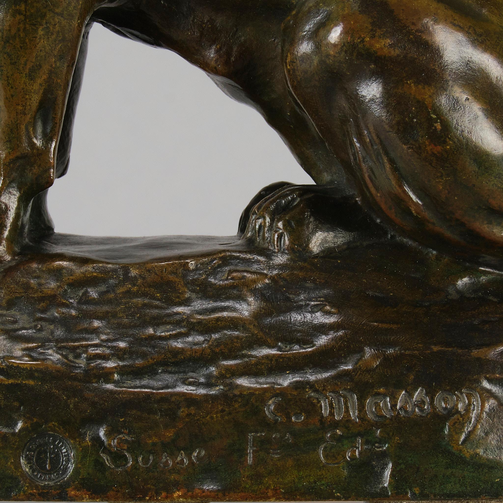 Sculpture en bronze française du début du 20e siècle  « Lion Assis » de Clovis Masson en vente 5