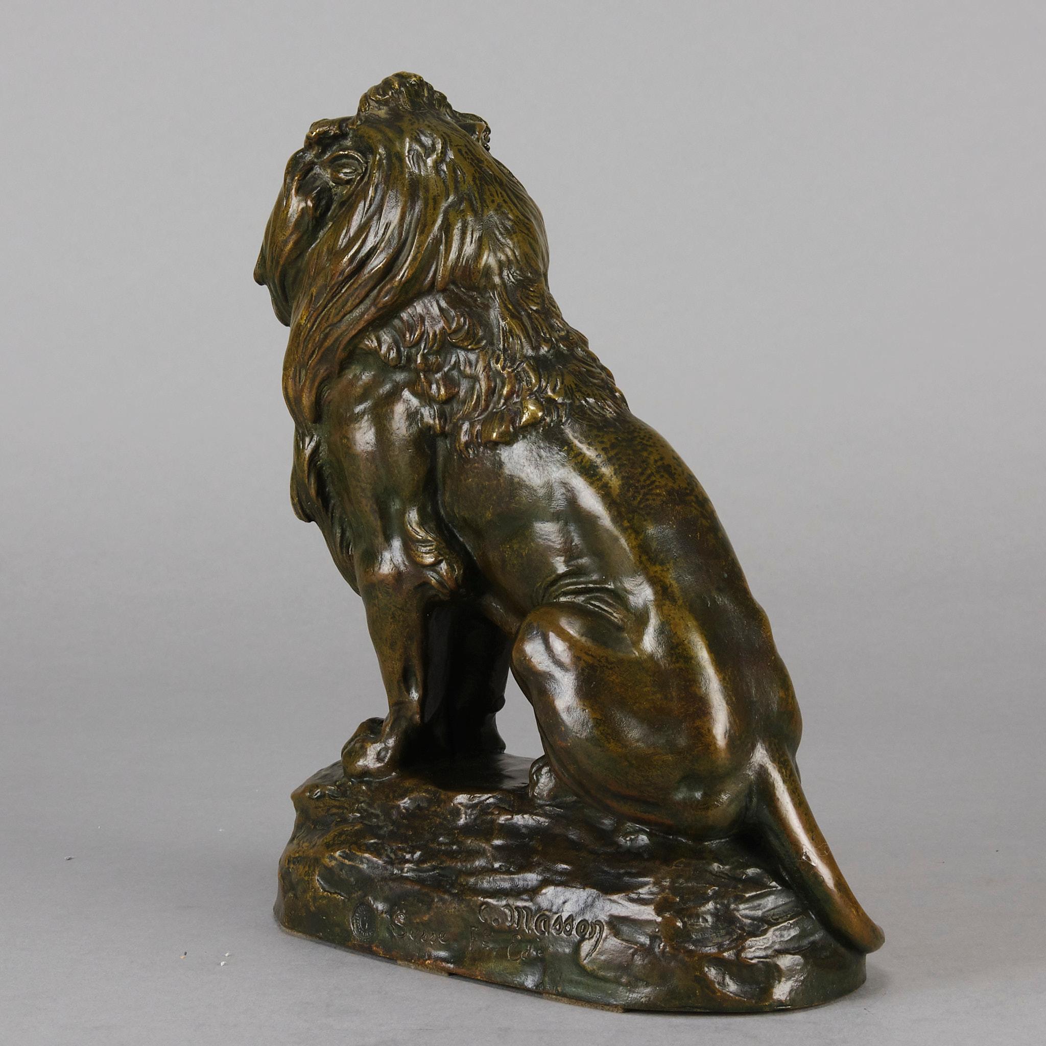 Bronze Sculpture en bronze française du début du 20e siècle  « Lion Assis » de Clovis Masson en vente