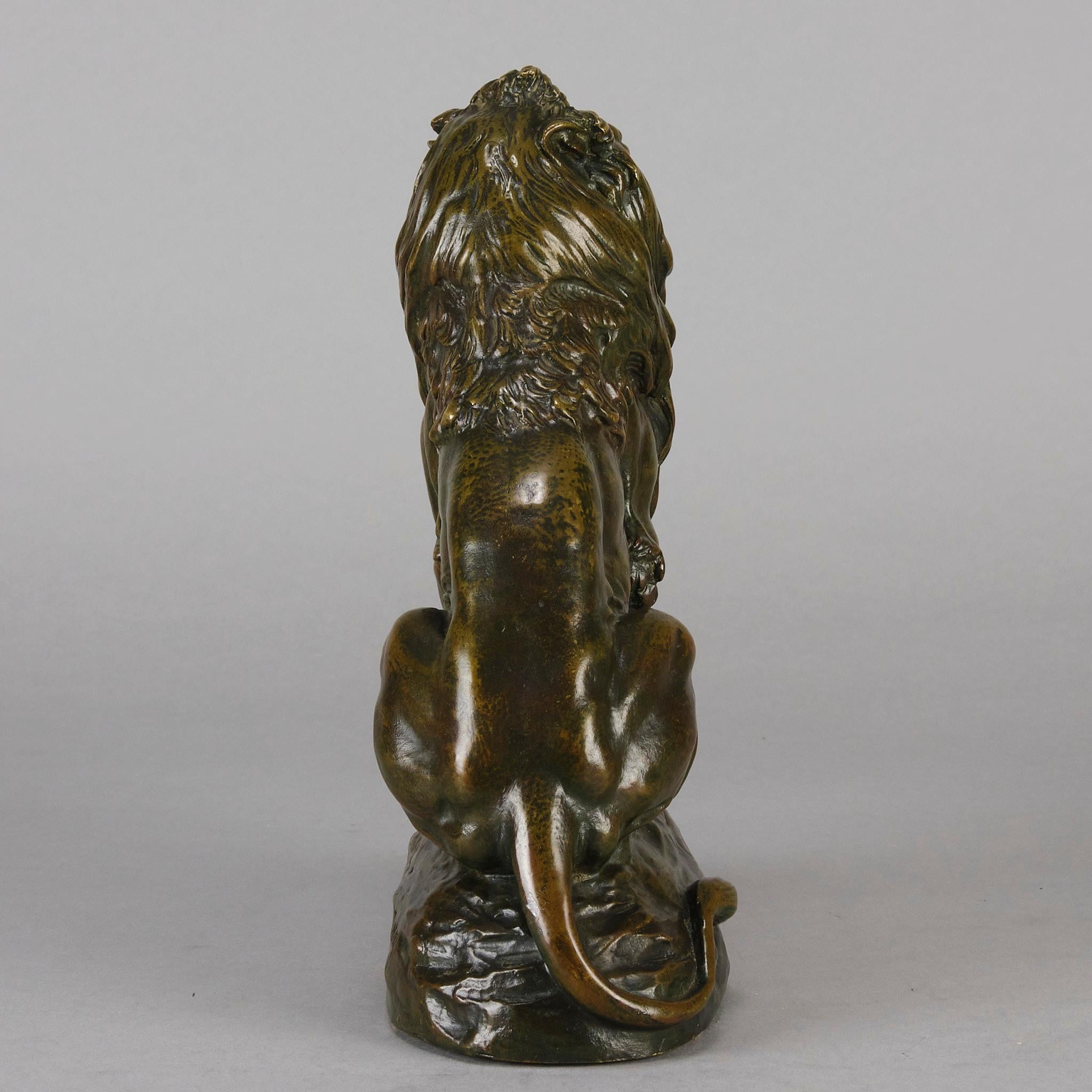 Sculpture en bronze française du début du 20e siècle  « Lion Assis » de Clovis Masson en vente 1