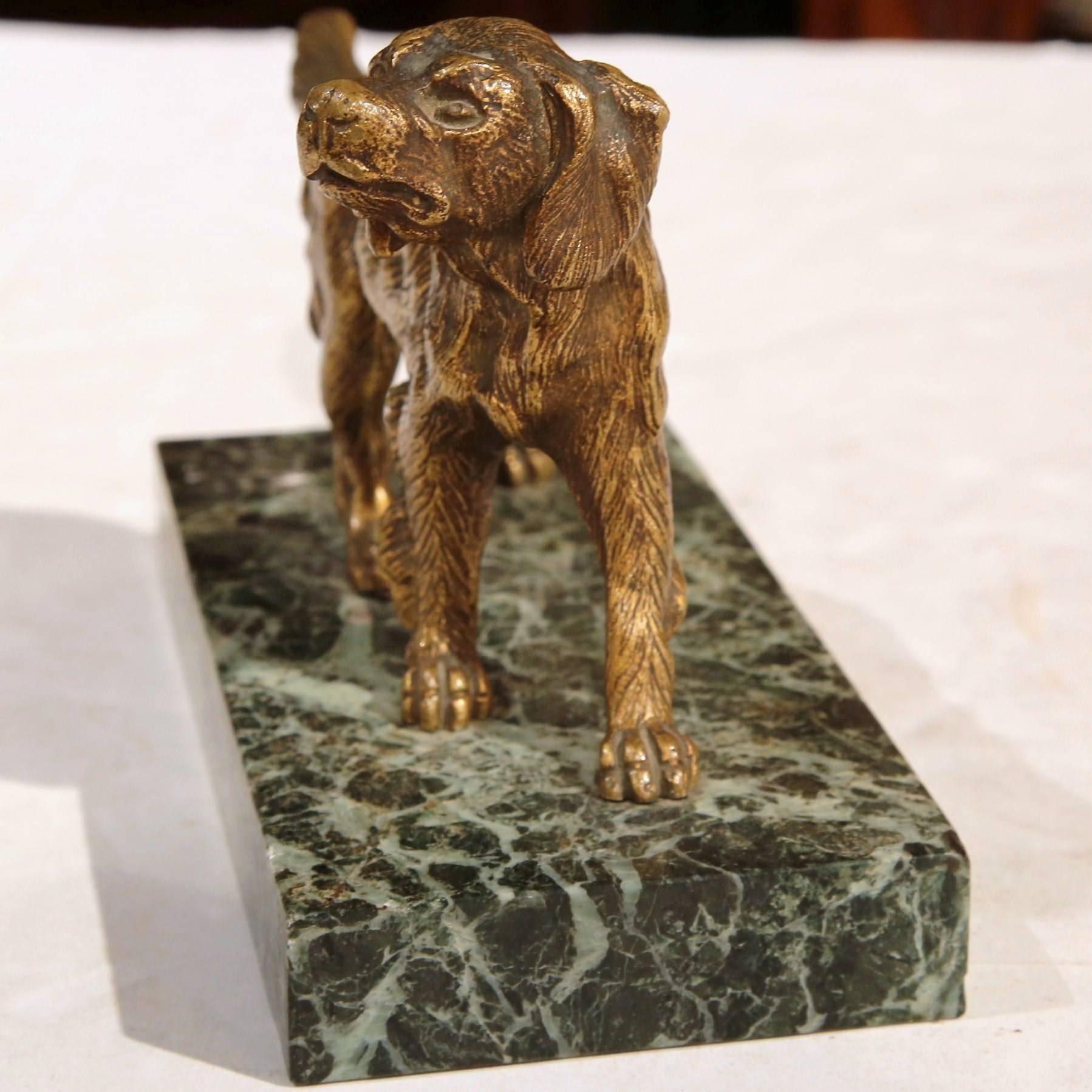 Early 20th Century French Bronze Setter Sculpture on Marble Base Signed Fradin 4