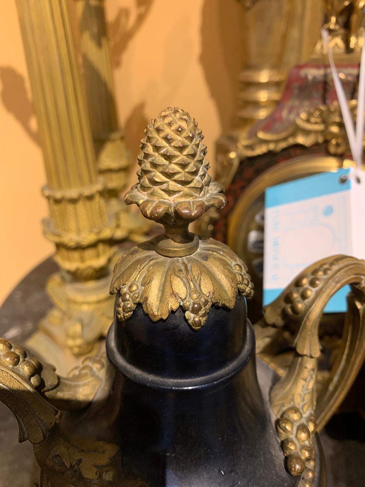 Early 20th Century French Bronze and Tole Diamonte Urn Form Clock, Signed JP For Sale 8